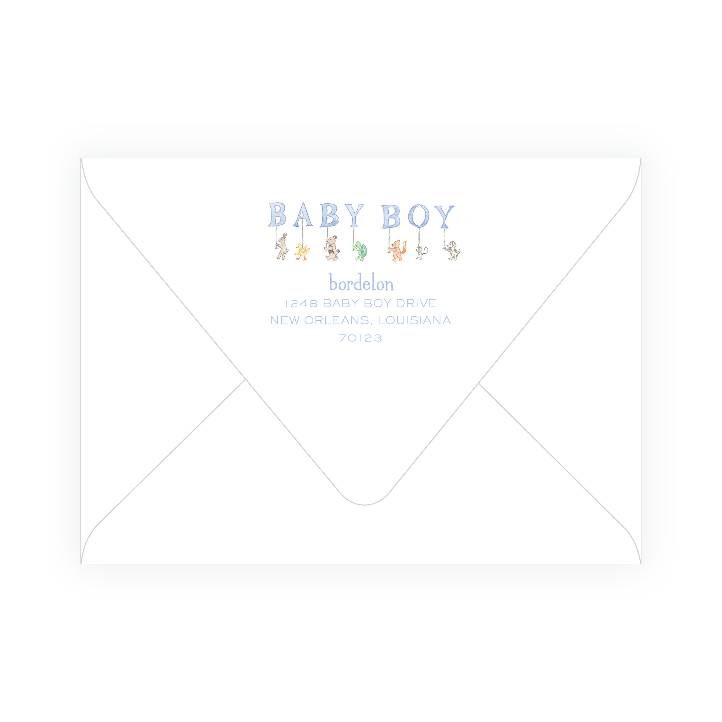 Baby Bleu Heirloom Woodland Animal Parade Baby Shower Invitation