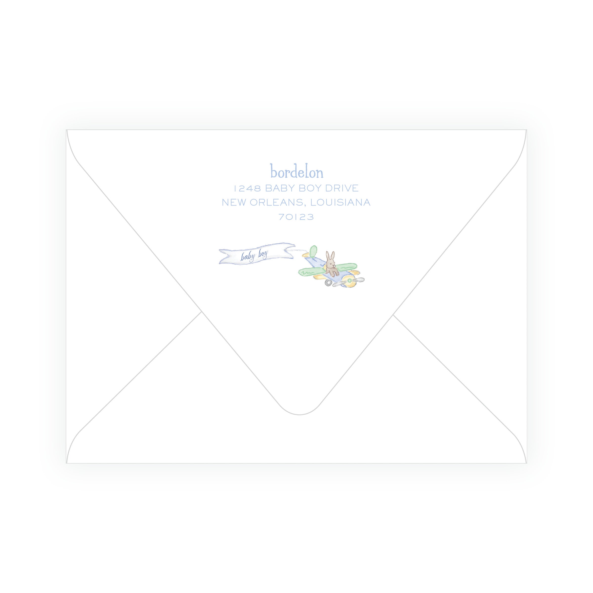 Baby Bleu Heirloom Little Explorer Airplane Baby Shower Invitation