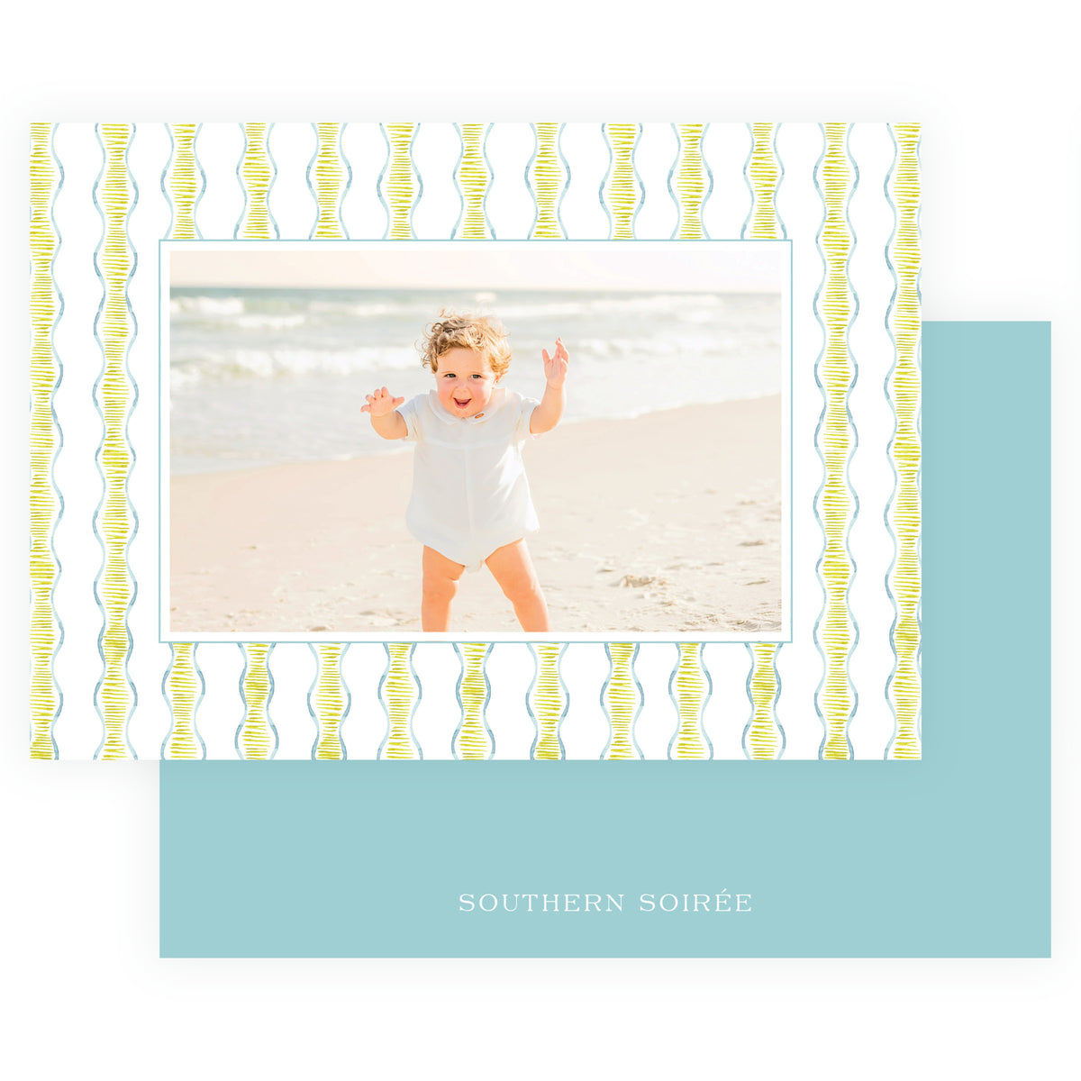 Hand-painted stripe personalized family holiday photo card