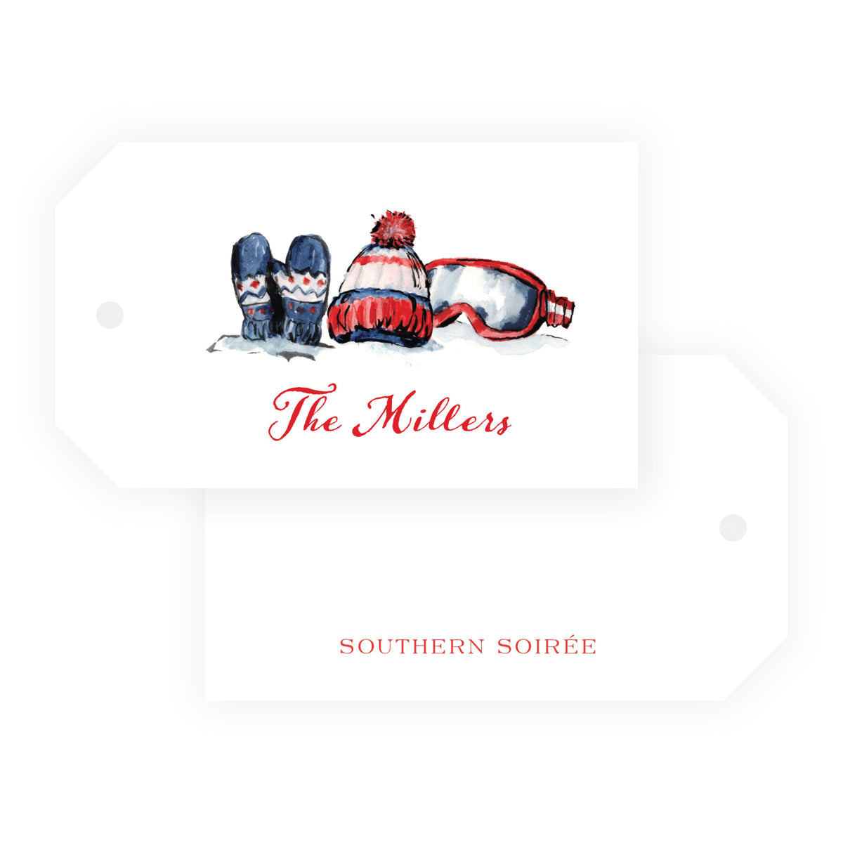 Alpine Holiday – Ski Gear Landscape Personalized Christmas Gift Tags
