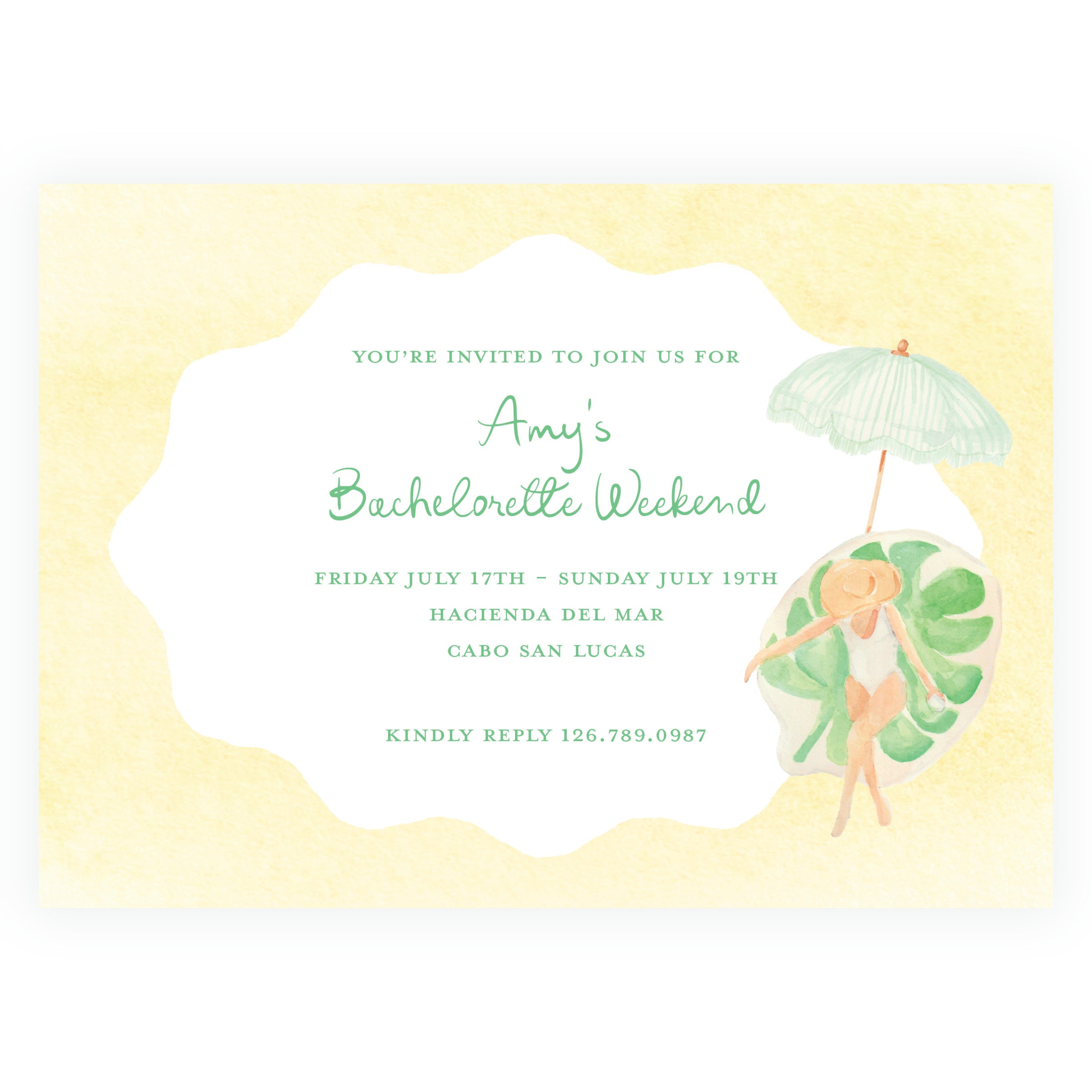 Floats & Fête Yellow Bachelorette Invitation