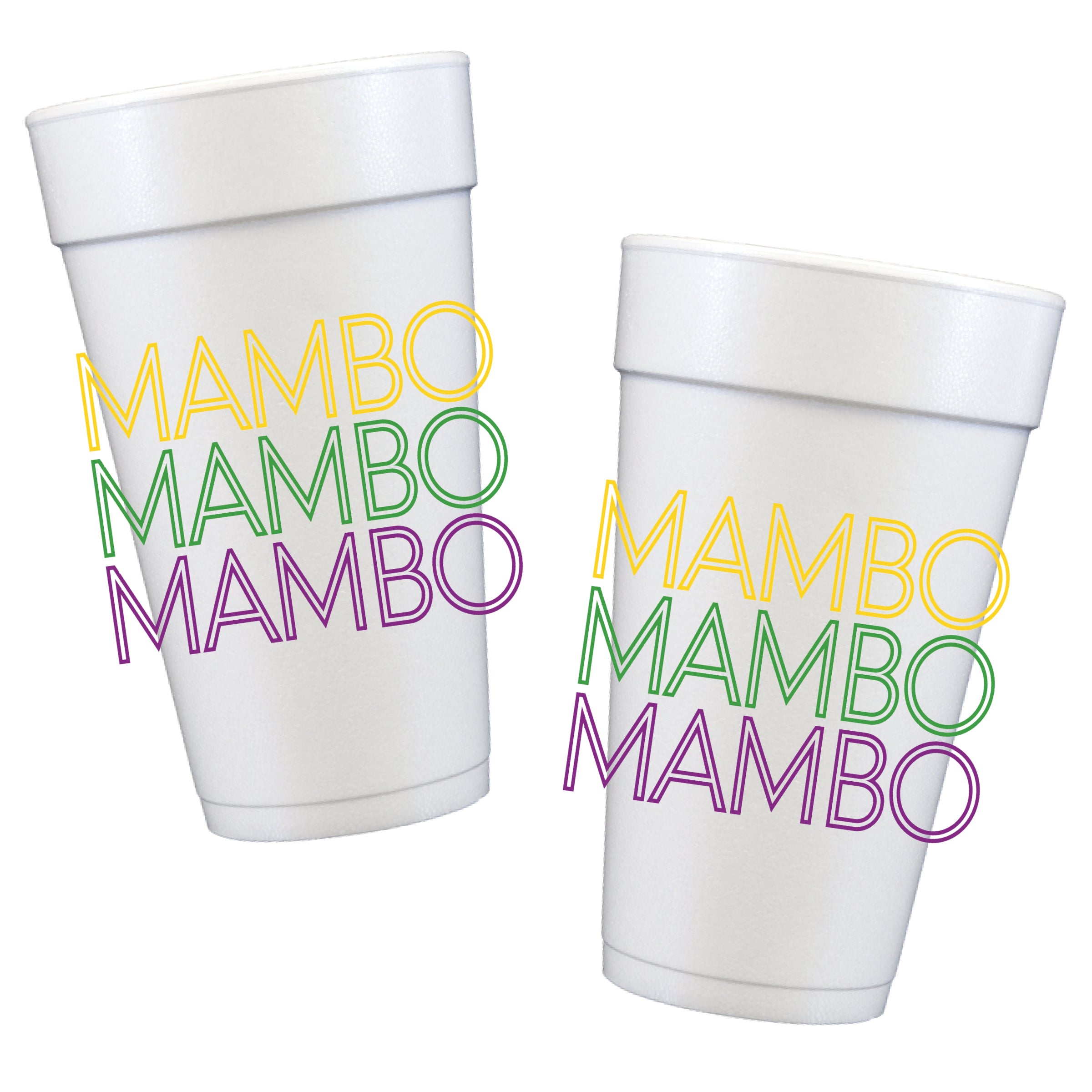 Mambo Mambo Mambo Mardi Gras Styrofoam Cups | 20 oz