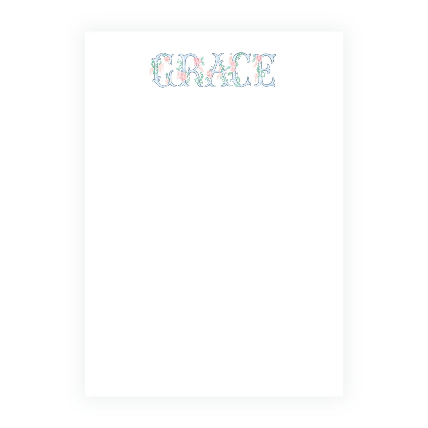 The Bloomed Letter Blue Floral Notepad 5 x 7