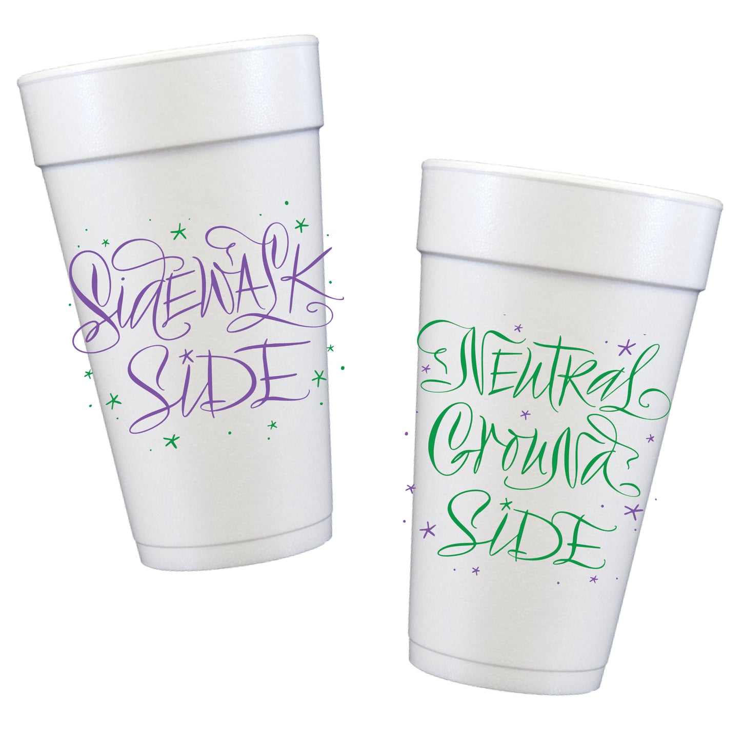 Sidewalk Side and Natural Ground Side Styrofoam Cups