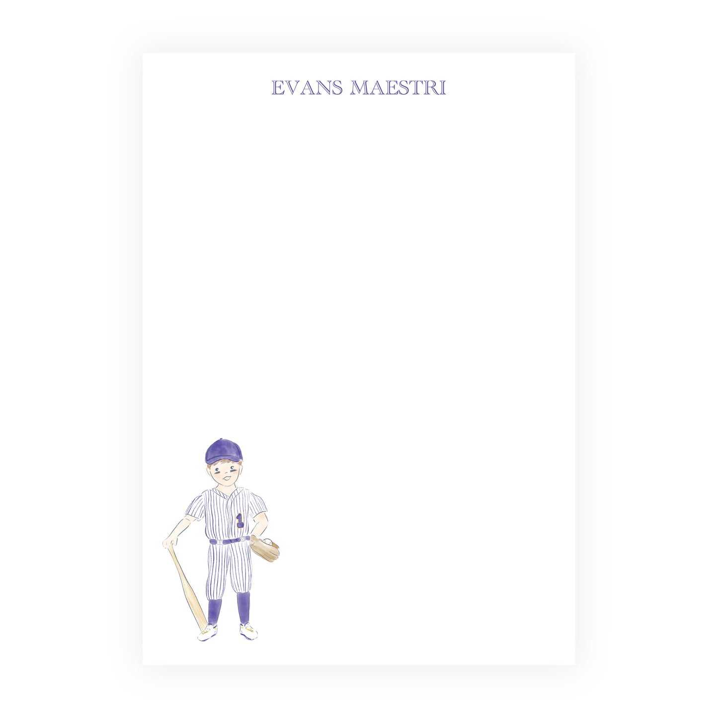 Purple & Gold Team Spirit Baseball Notepad