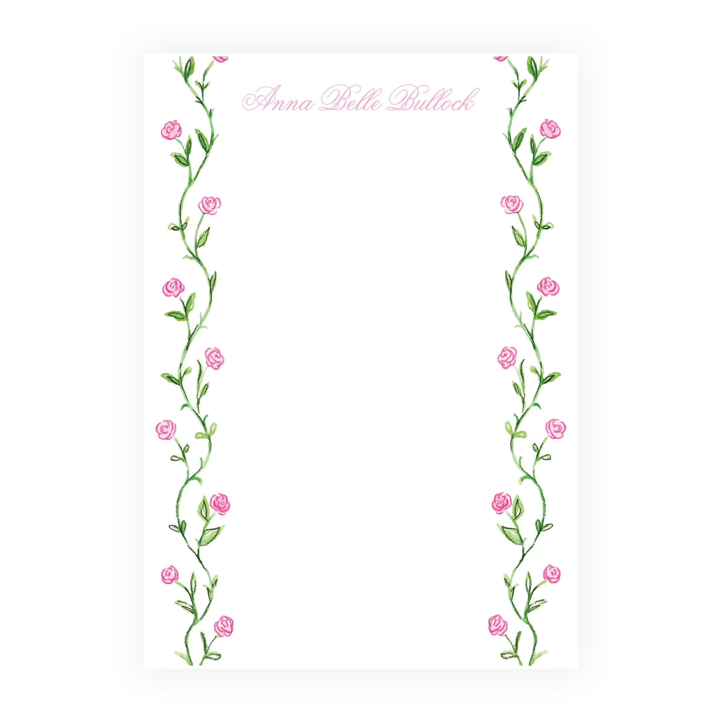 Personalized Tiny Petals pink floral trim notepad