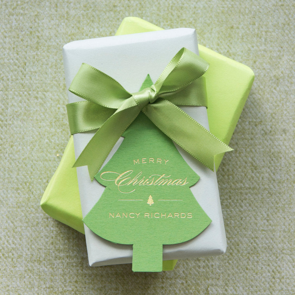 Happy Holidays Christmas Tree Die Cut Gift Tag T95