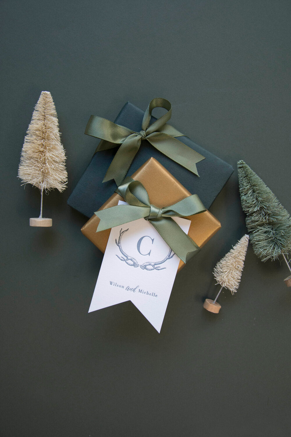 Antlers with Initial Gift Tag T27