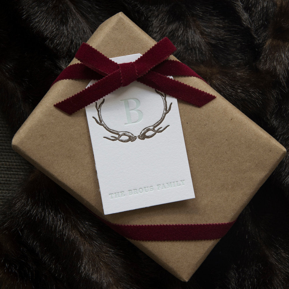 Antlers with Initial Gift Tag T27