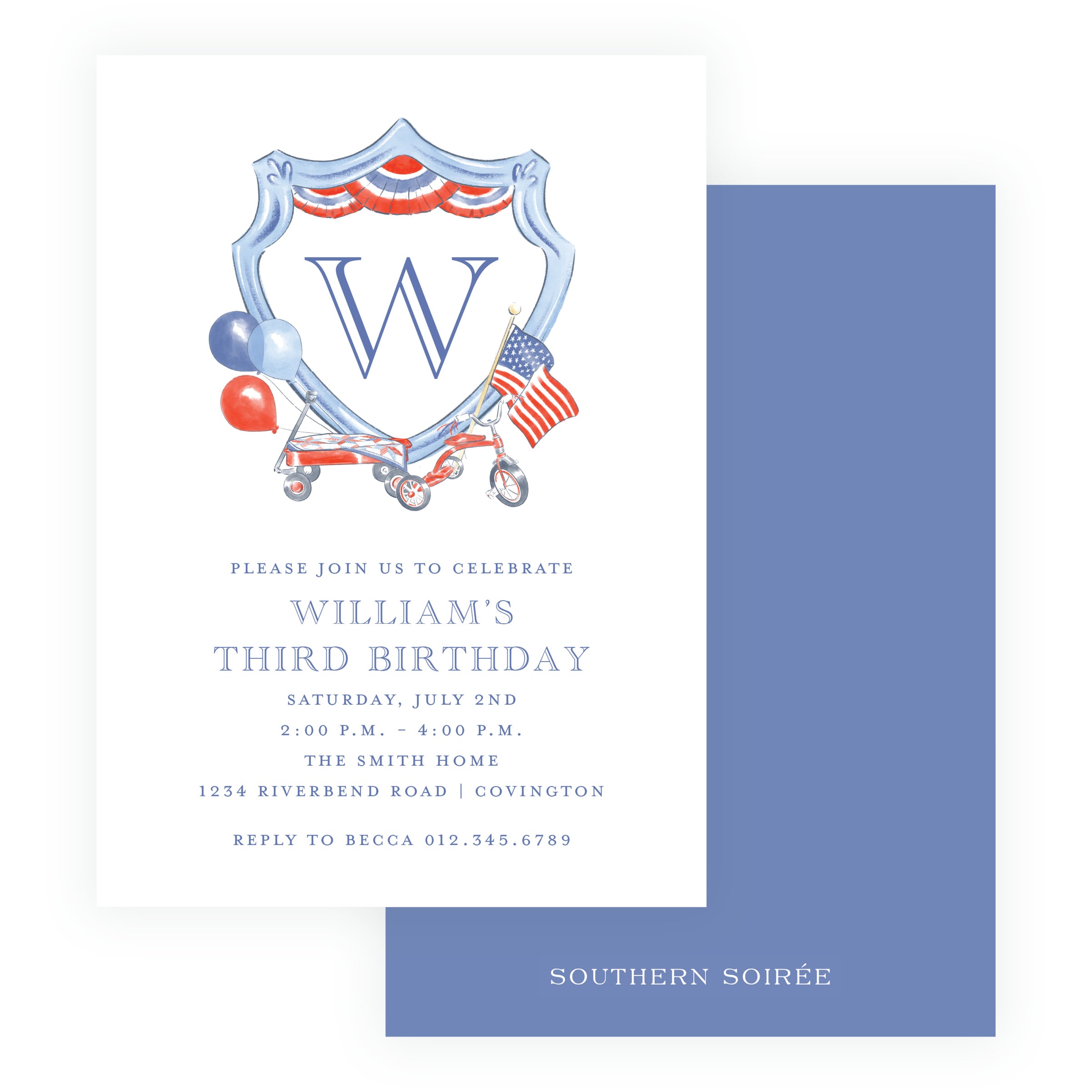 Sweet Liberty Americana Crest Invitation