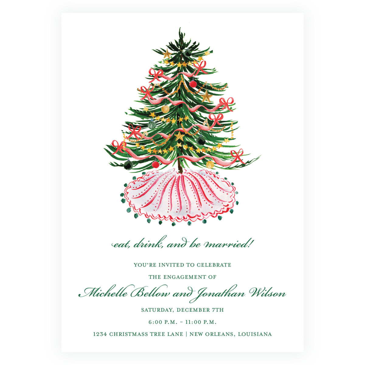 Festive Fir Christmas Engagement Party Invitation