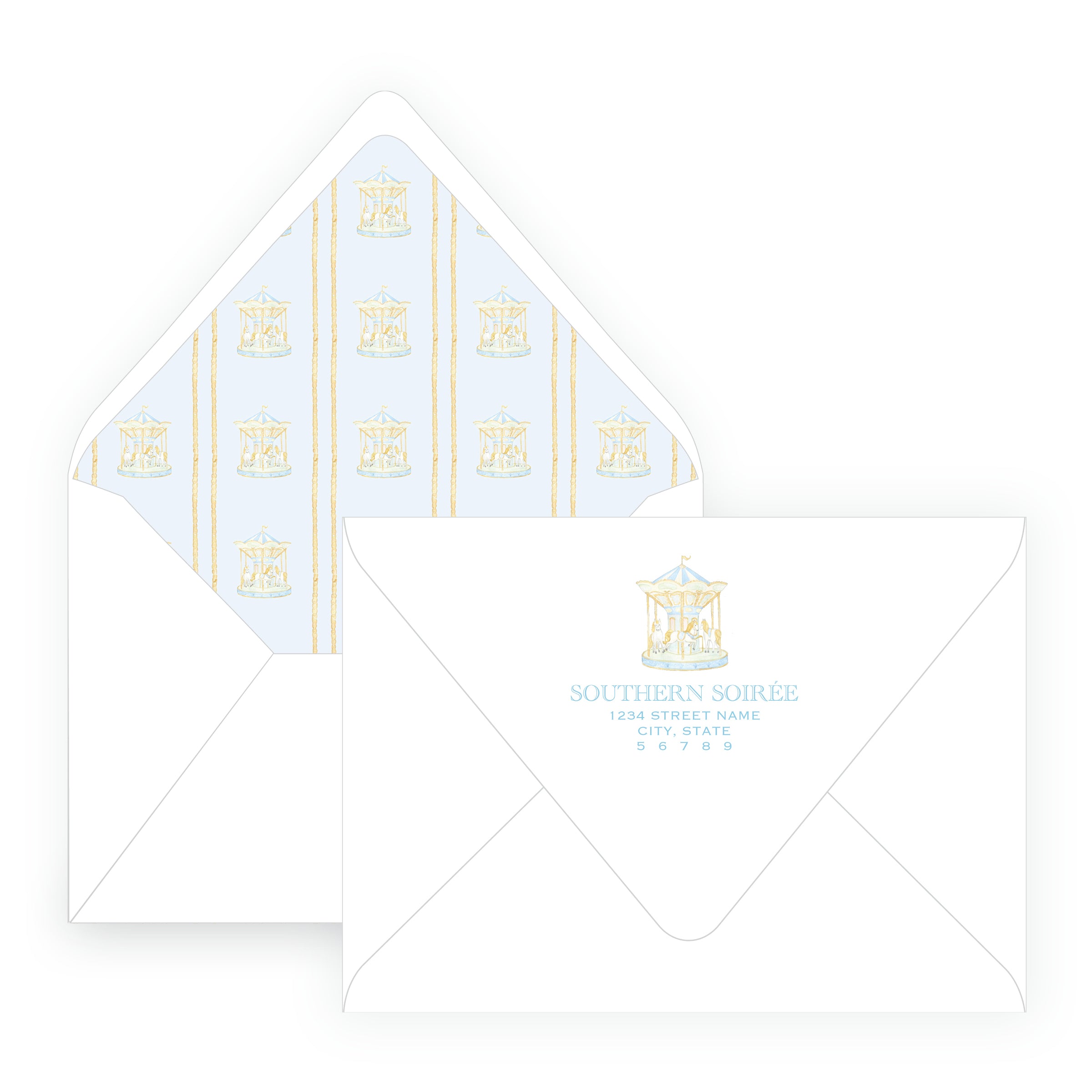 Blue Carousel Invitation