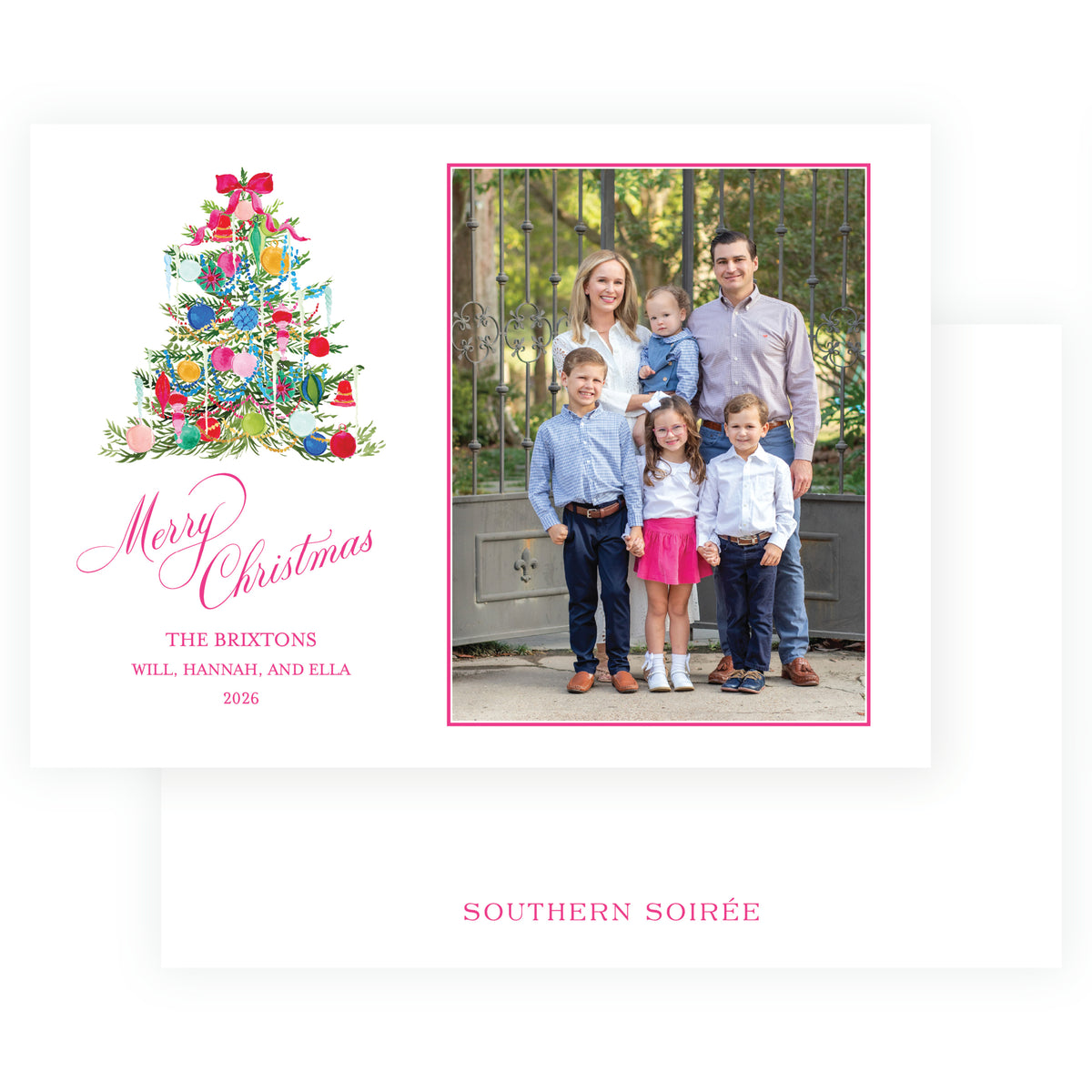 Vintage Cheer Ornament Tree Holiday Photo Card