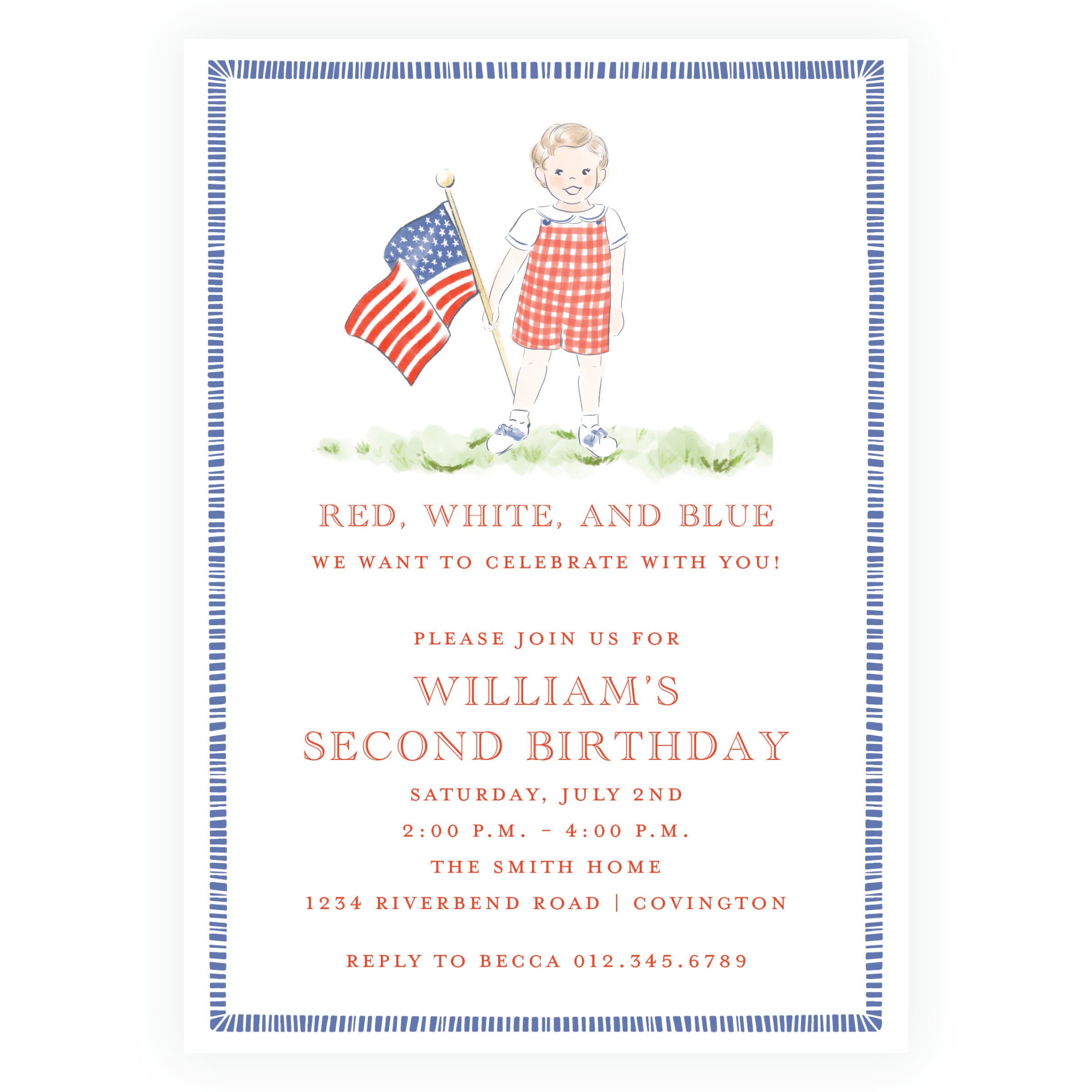 Sweet Liberty All-American Boy Birthday Invitation