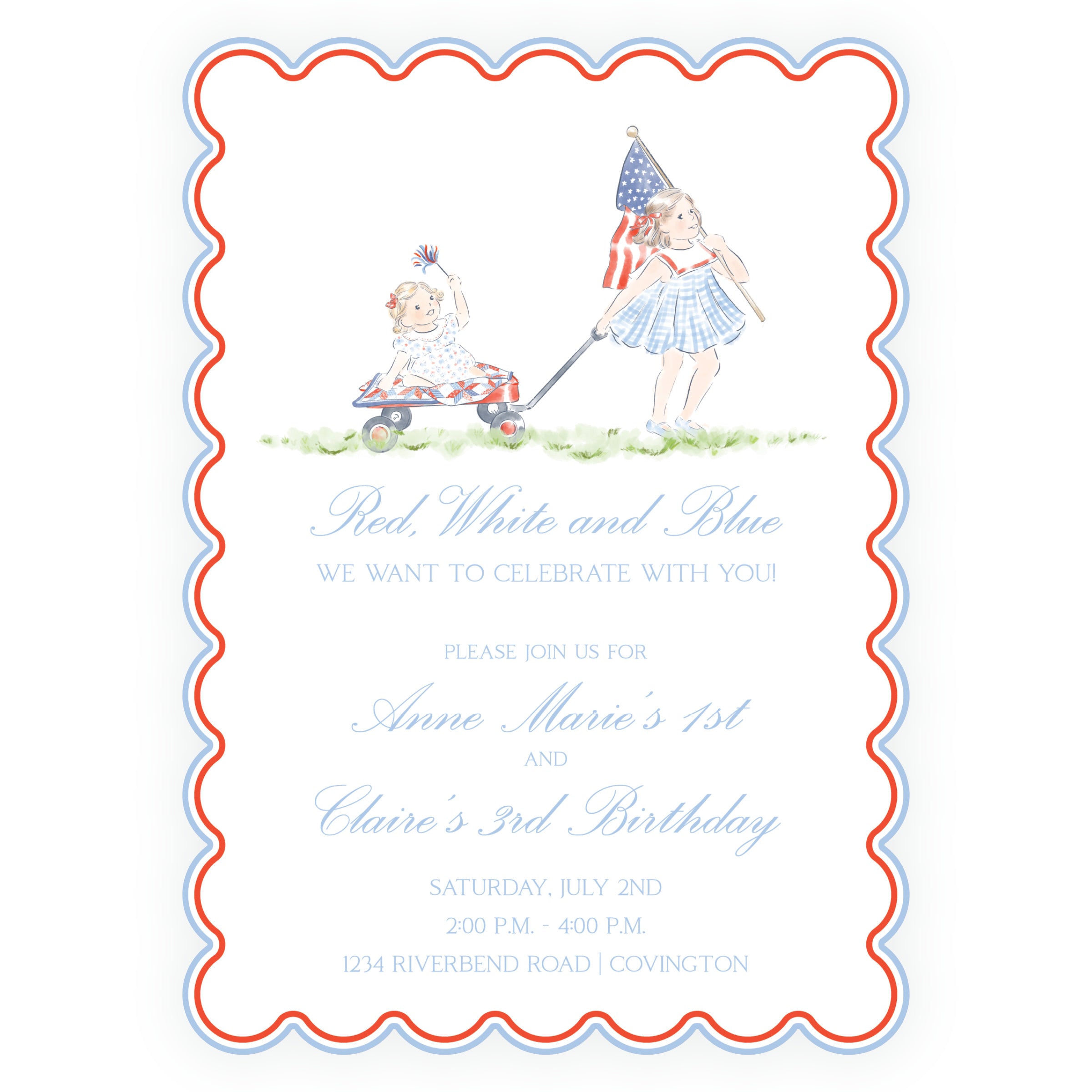 Sweet Liberty Girls Scallop Invitation