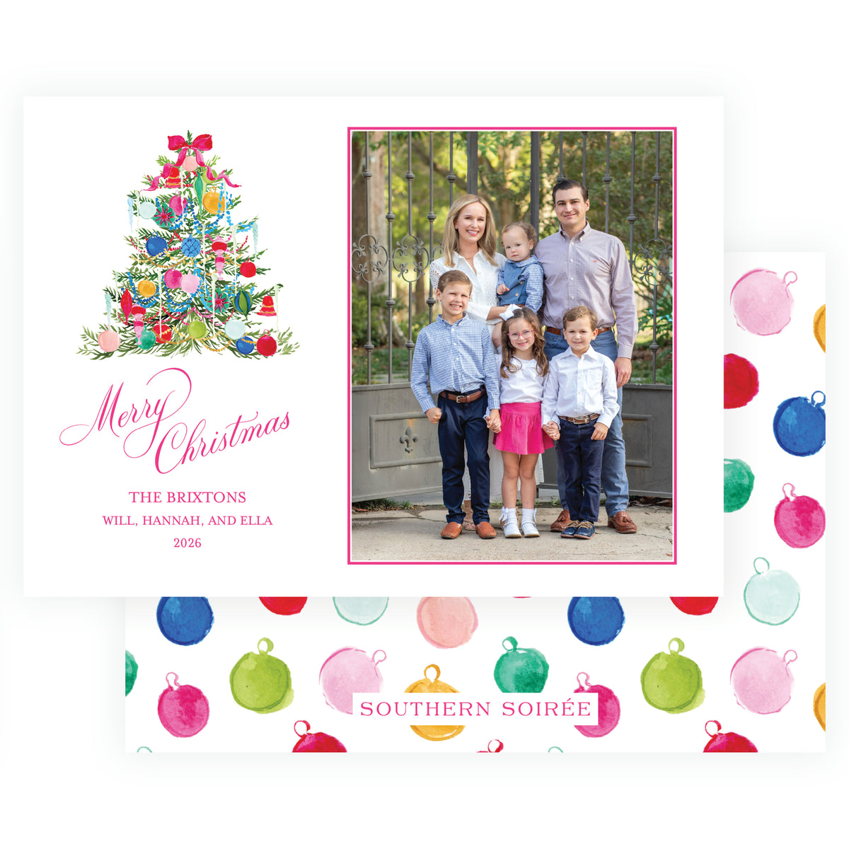 Vintage Cheer Ornament Tree Holiday Photo Card