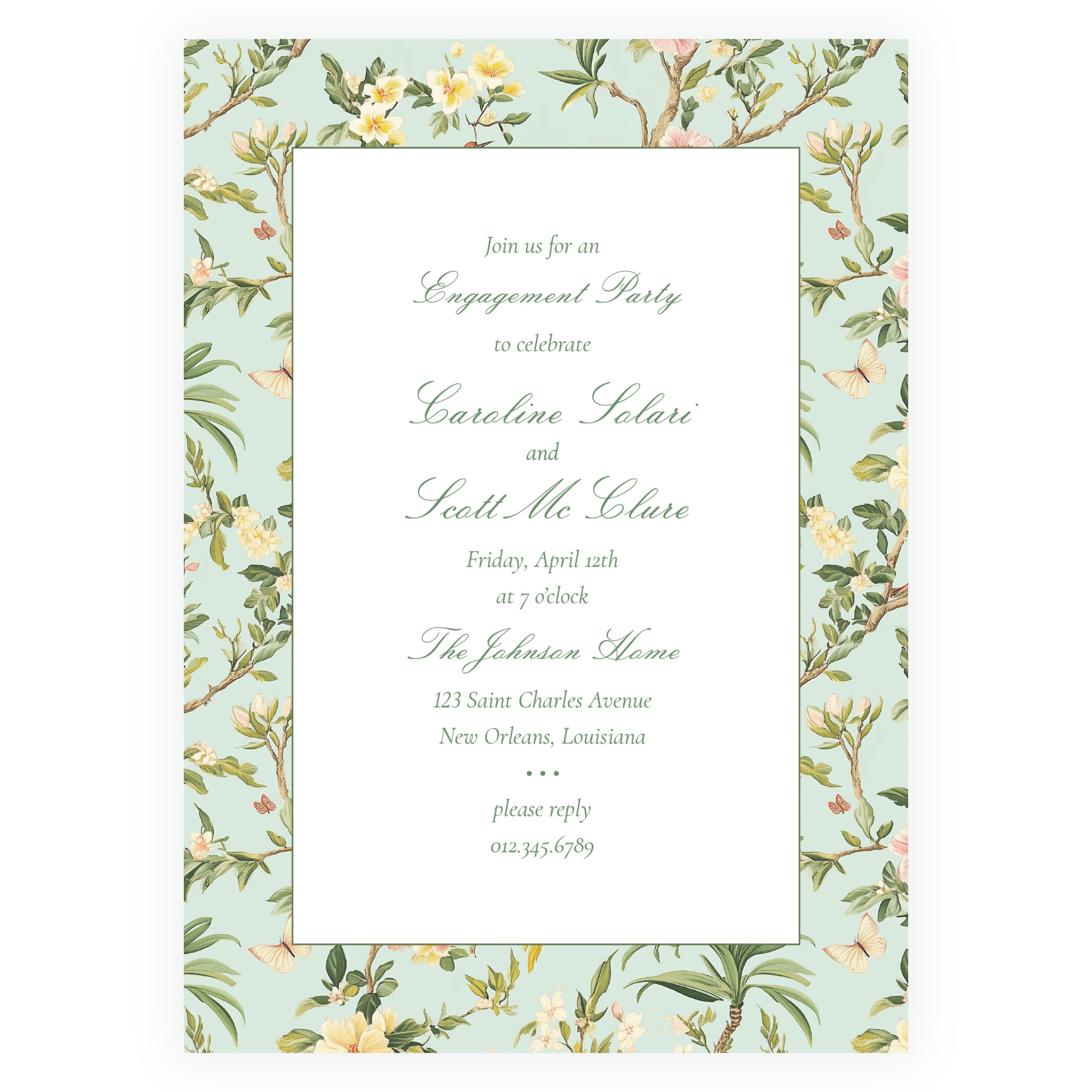 Vintage Green Chinoiserie Invitation