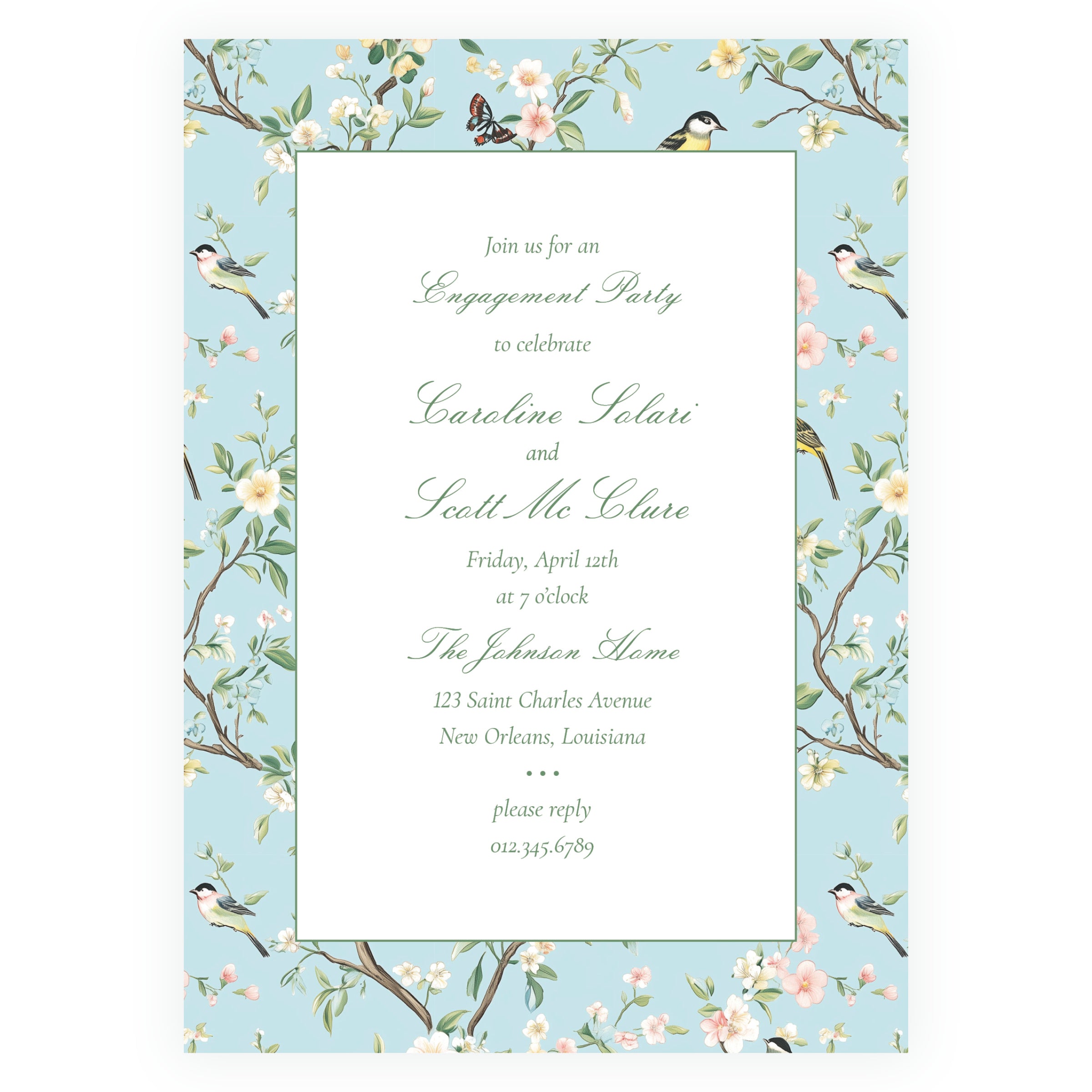 Vintage Blue Chinoiserie Invitation