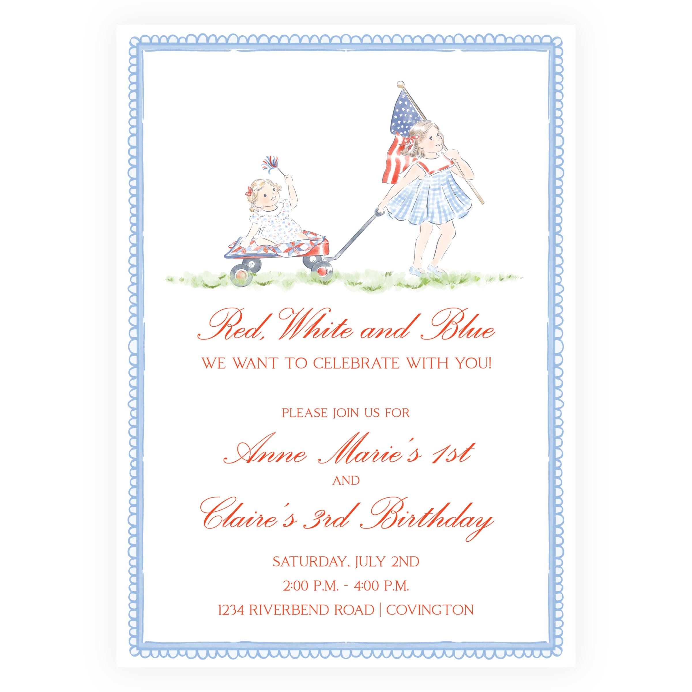 Sweet Liberty Patriotic Girls’ Birthday Invitation
