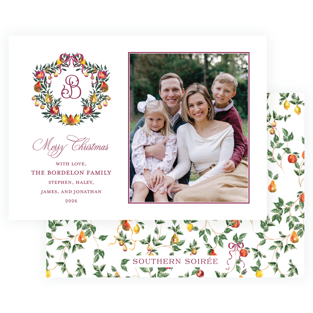 Sugar Plum Monogram Holiday Photo Card