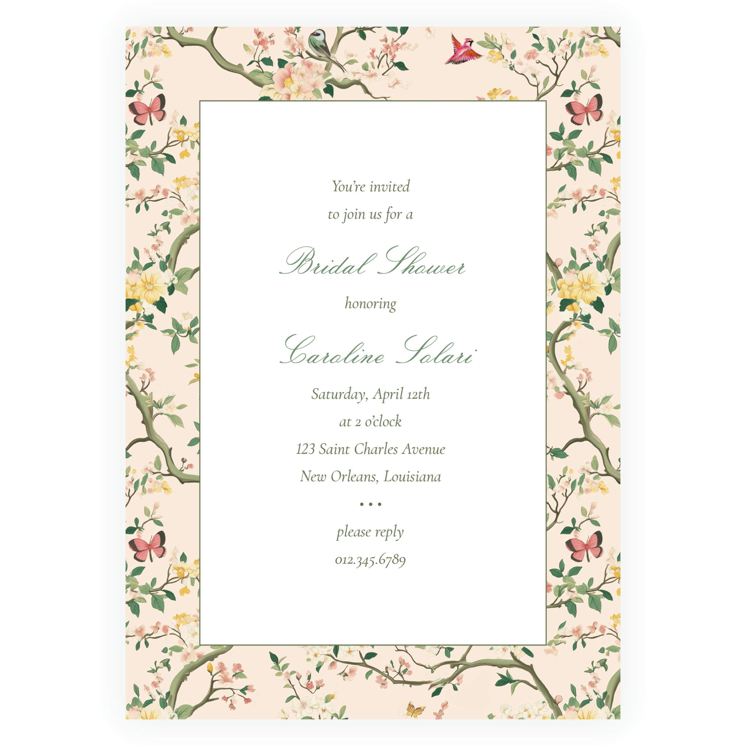 Vintage Peach Chinoiserie Invitation