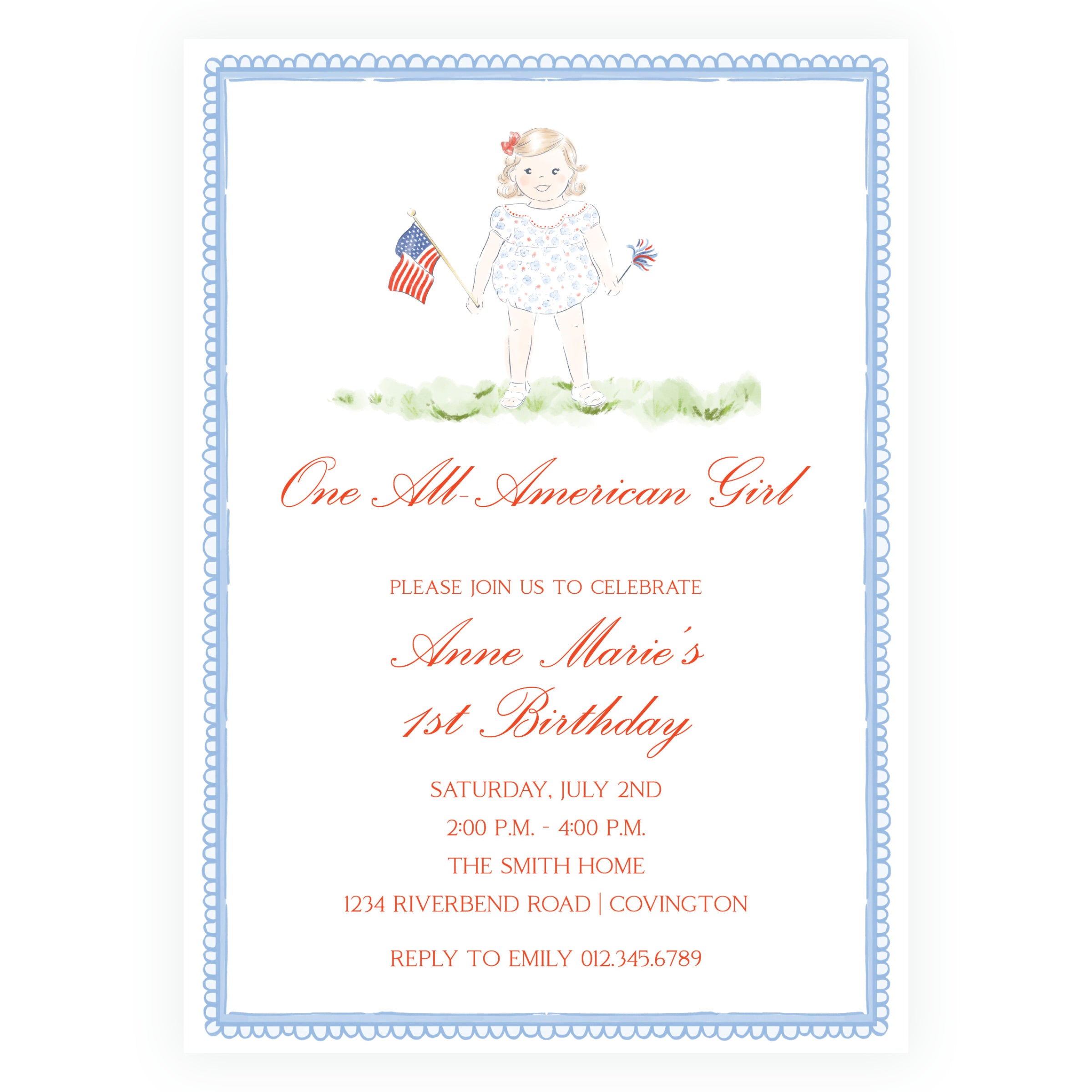 Sweet Liberty Toddler Girl Invitation