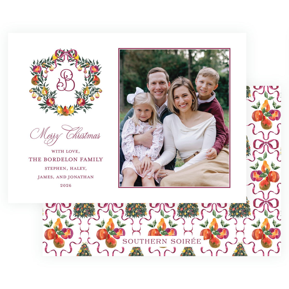 Sugar Plum Monogram Holiday Photo Card