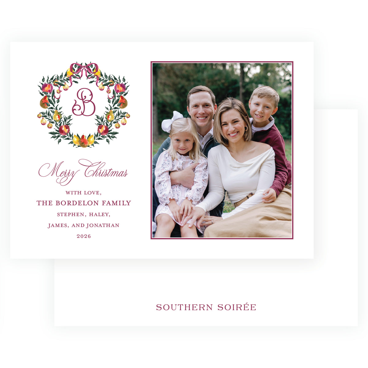 Sugar Plum Monogram Holiday Photo Card