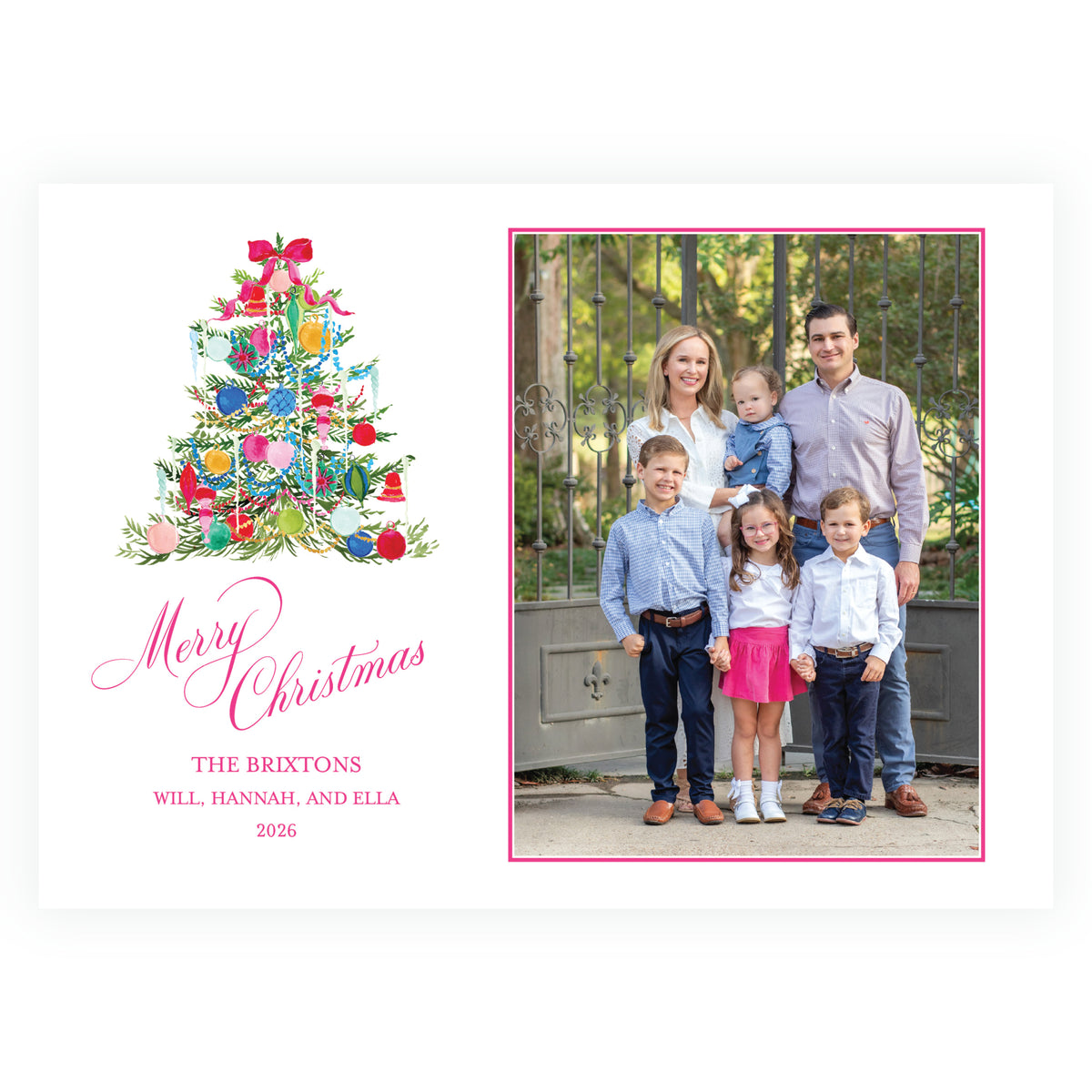 Vintage Cheer Ornament Tree Holiday Photo Card