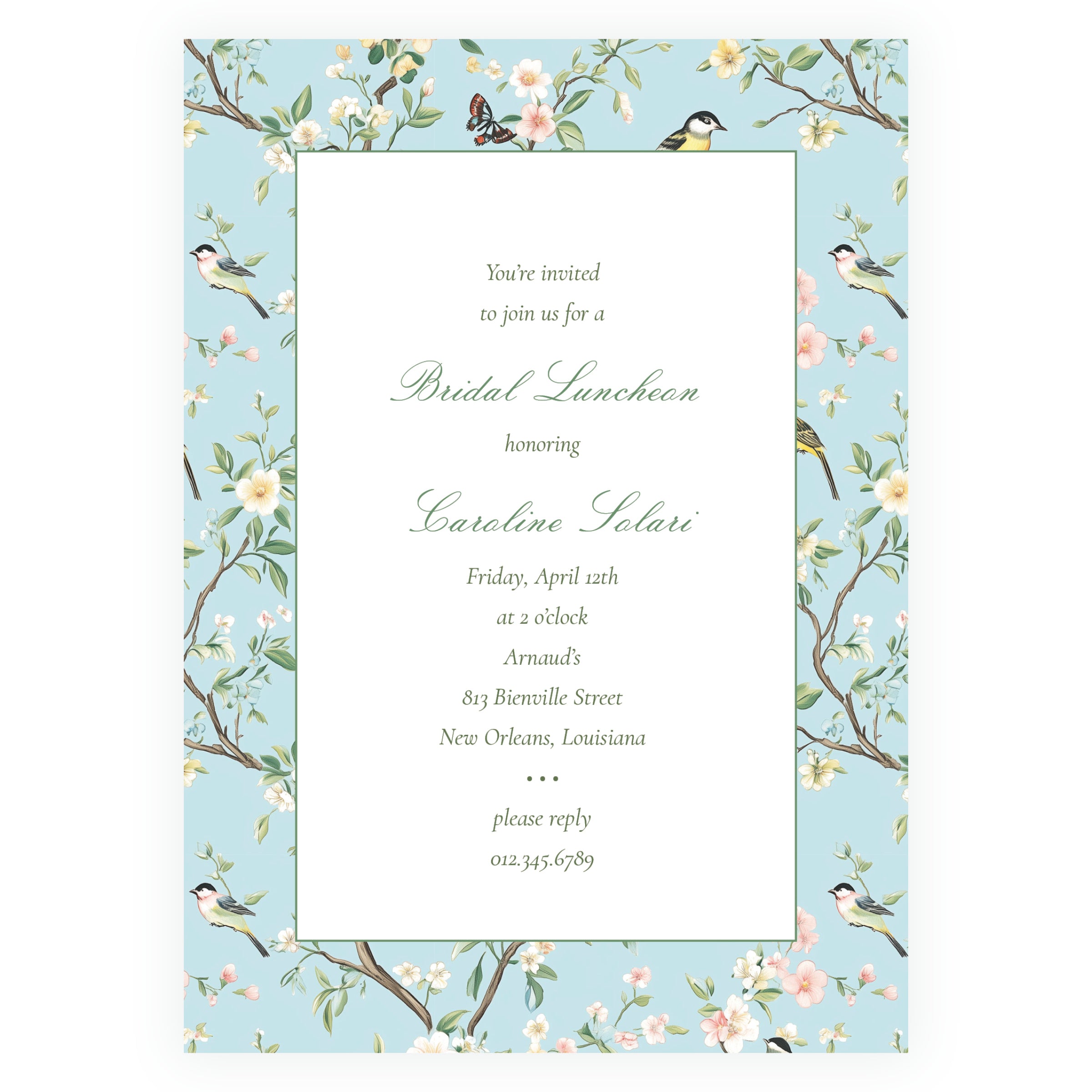 Vintage Blue Chinoiserie Invitation