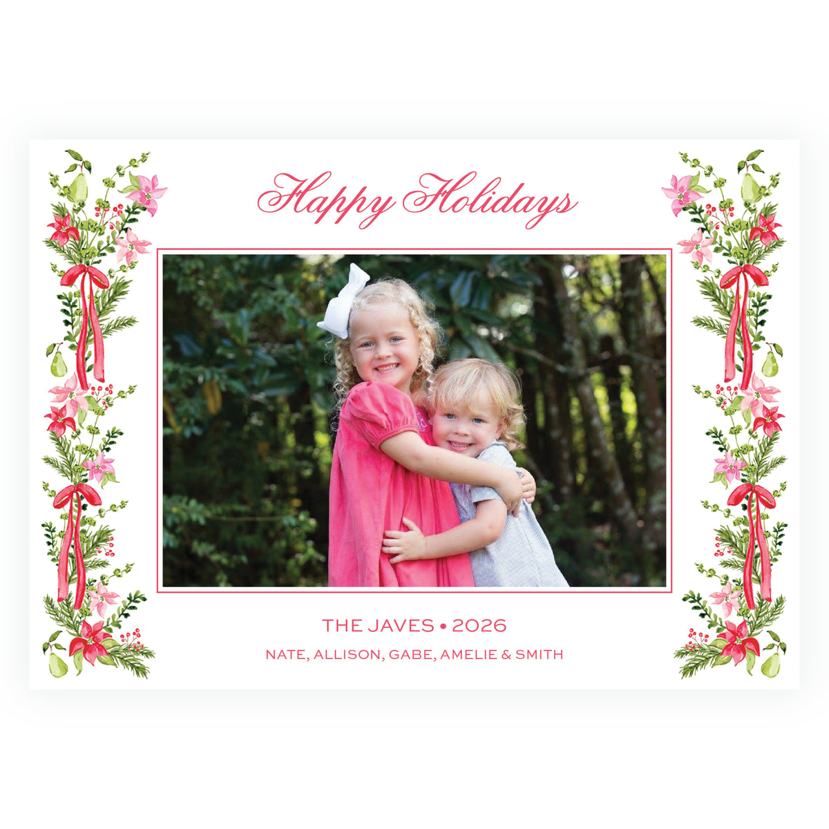 Poinsettia Garden Landscape Christmas Photo Card