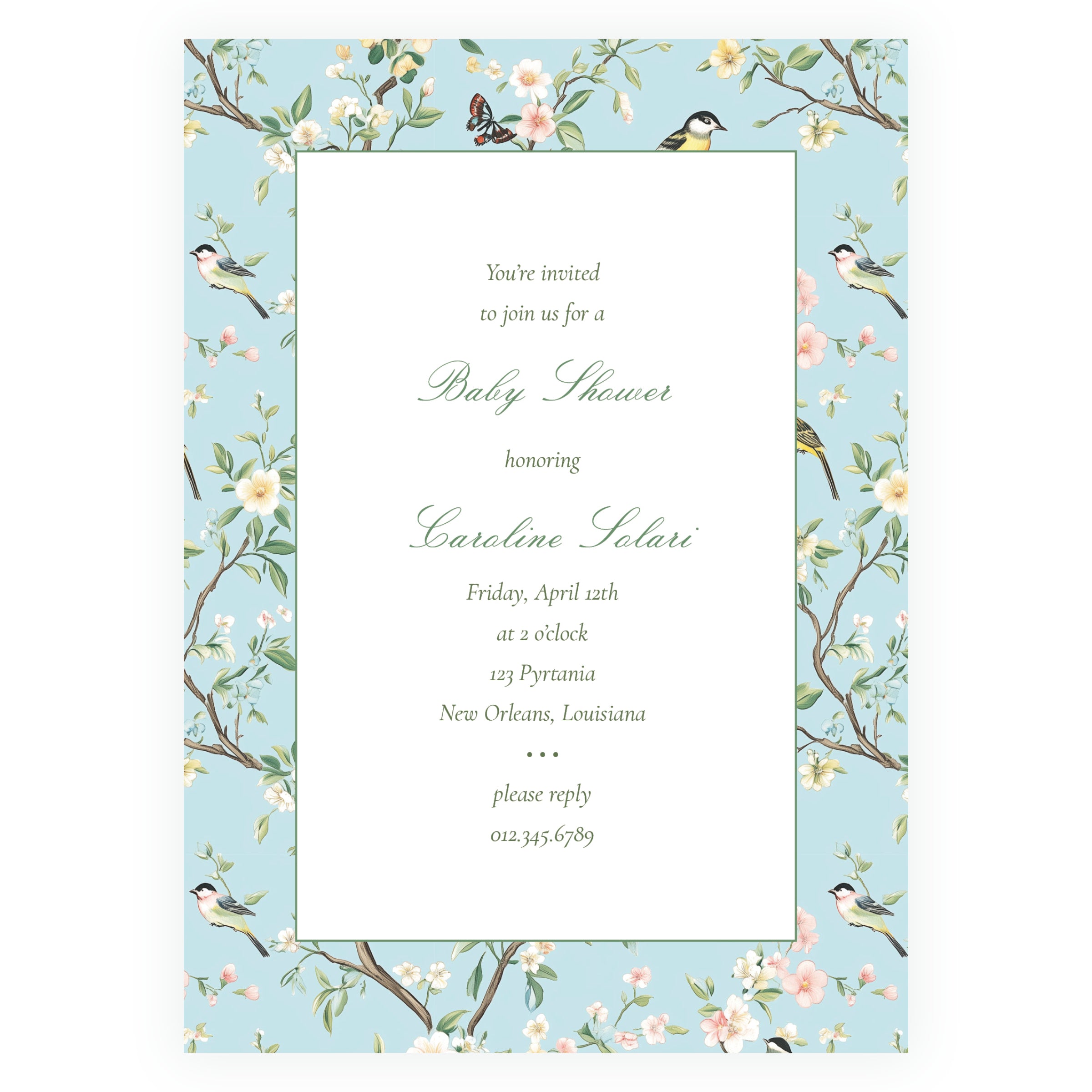 Vintage Blue Chinoiserie Invitation