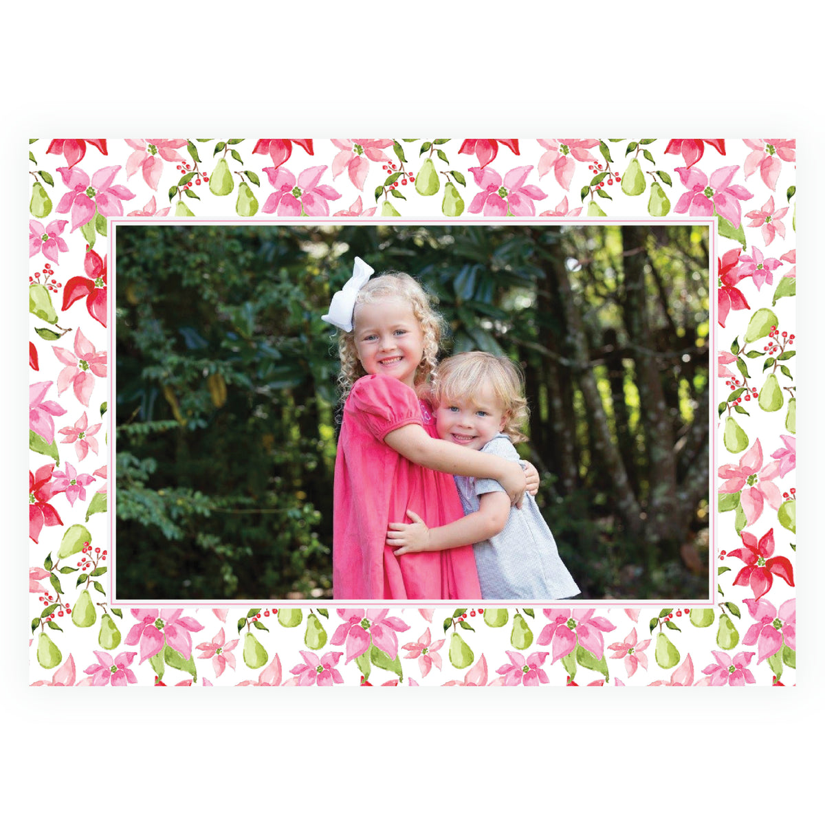 Poinsettia Garden Classic Frame Landscape Holiday Photo Card