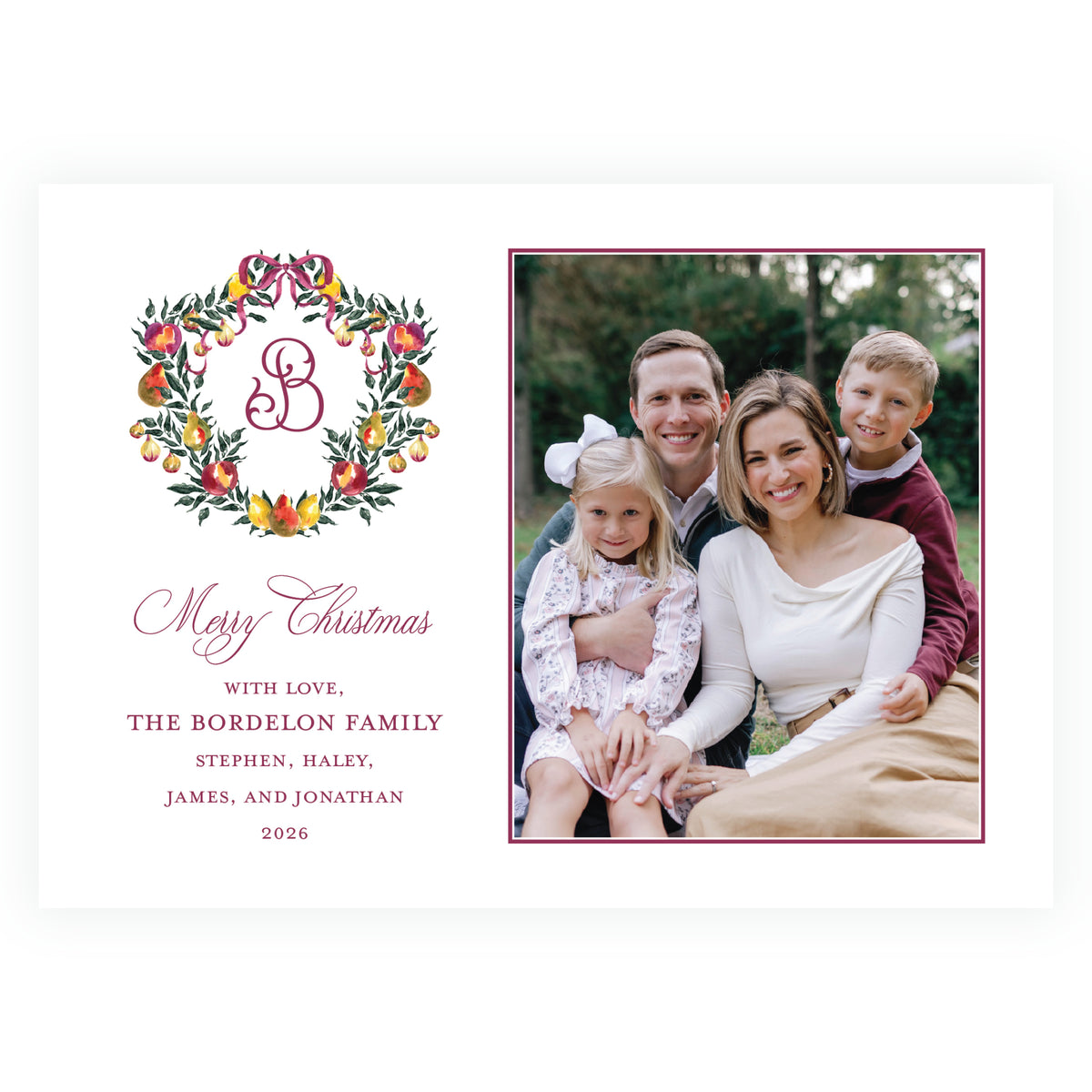 Sugar Plum Monogram Holiday Photo Card