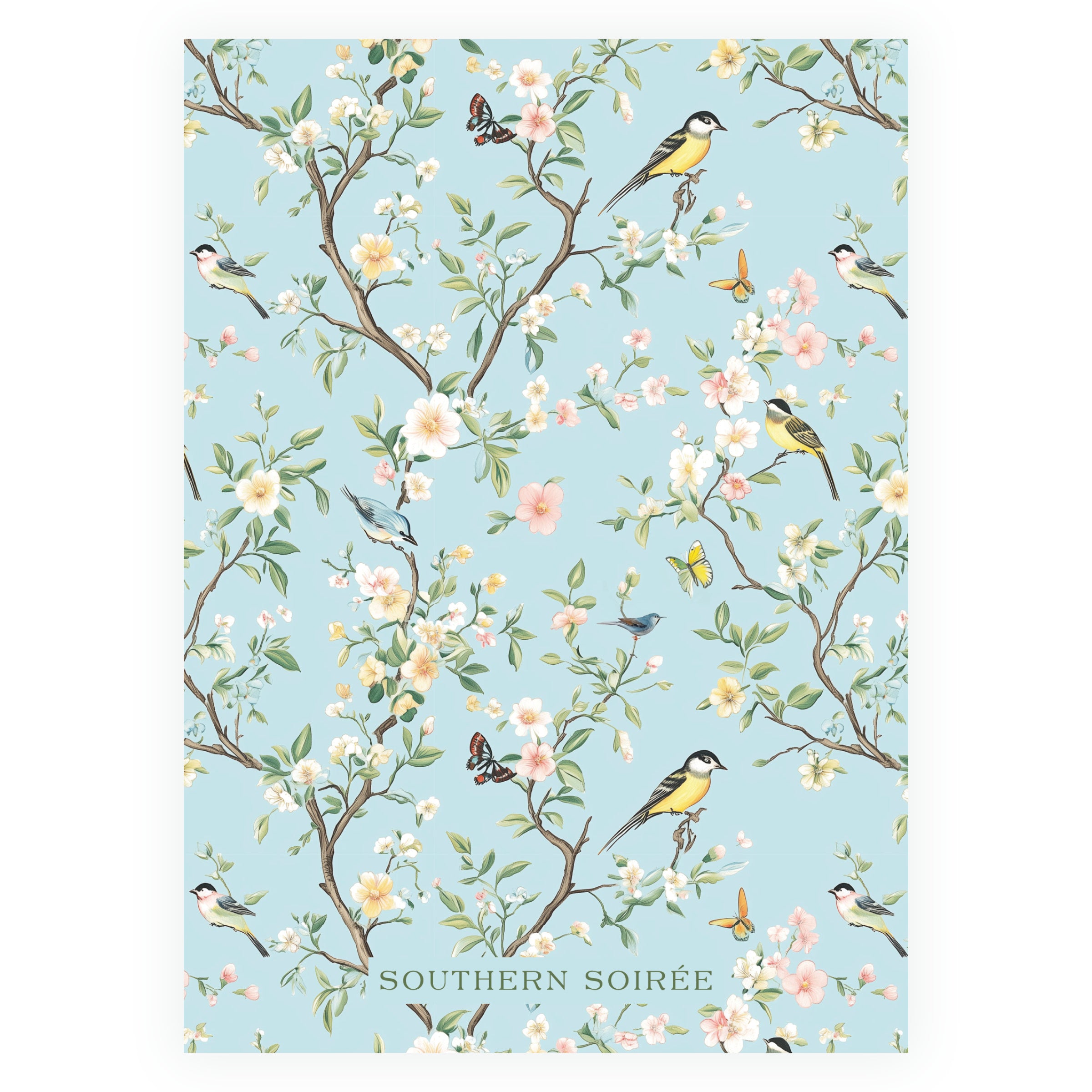 Vintage Blue Chinoiserie Wavy Border Invitation