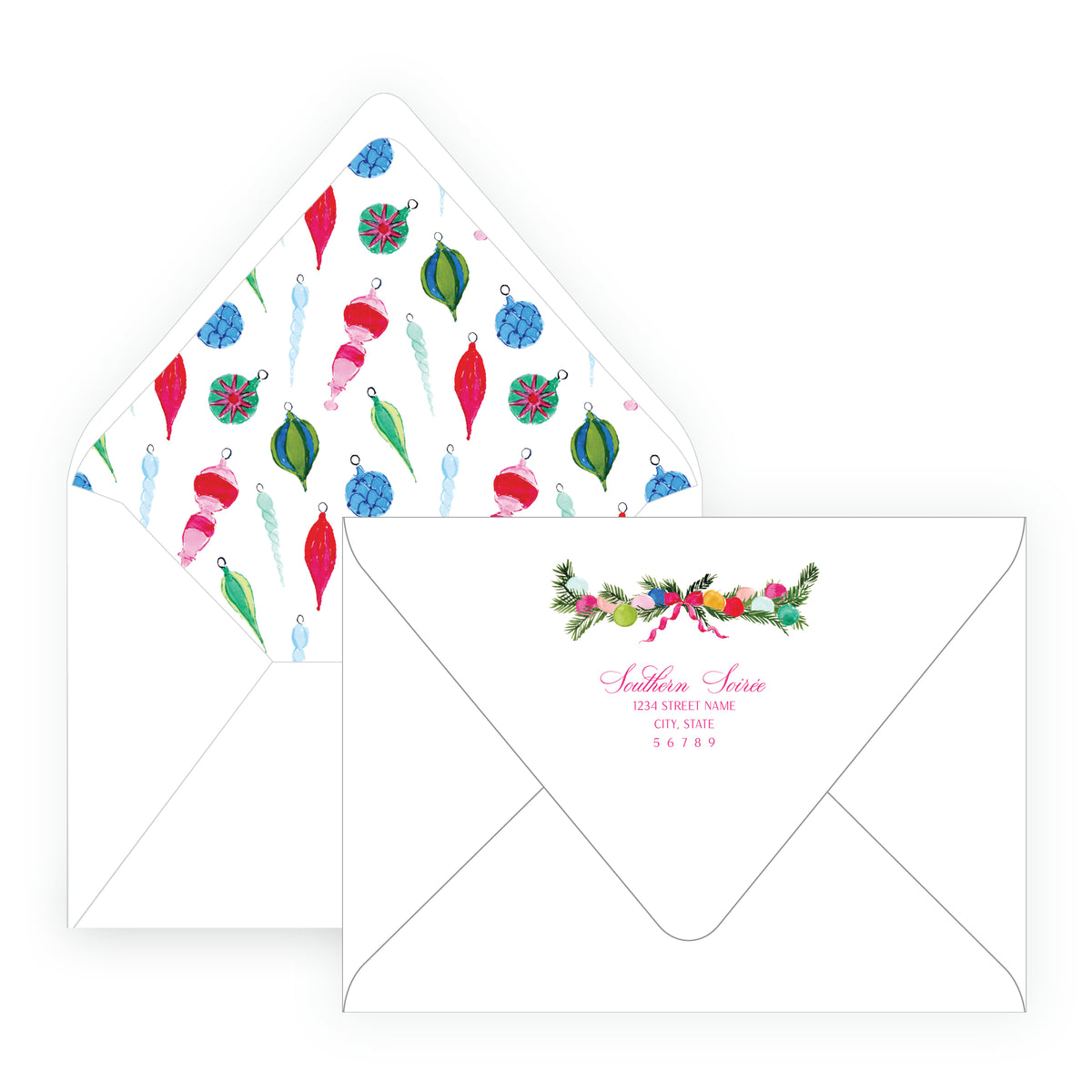 Vintage Cheer Ornament Tree Holiday Photo Card