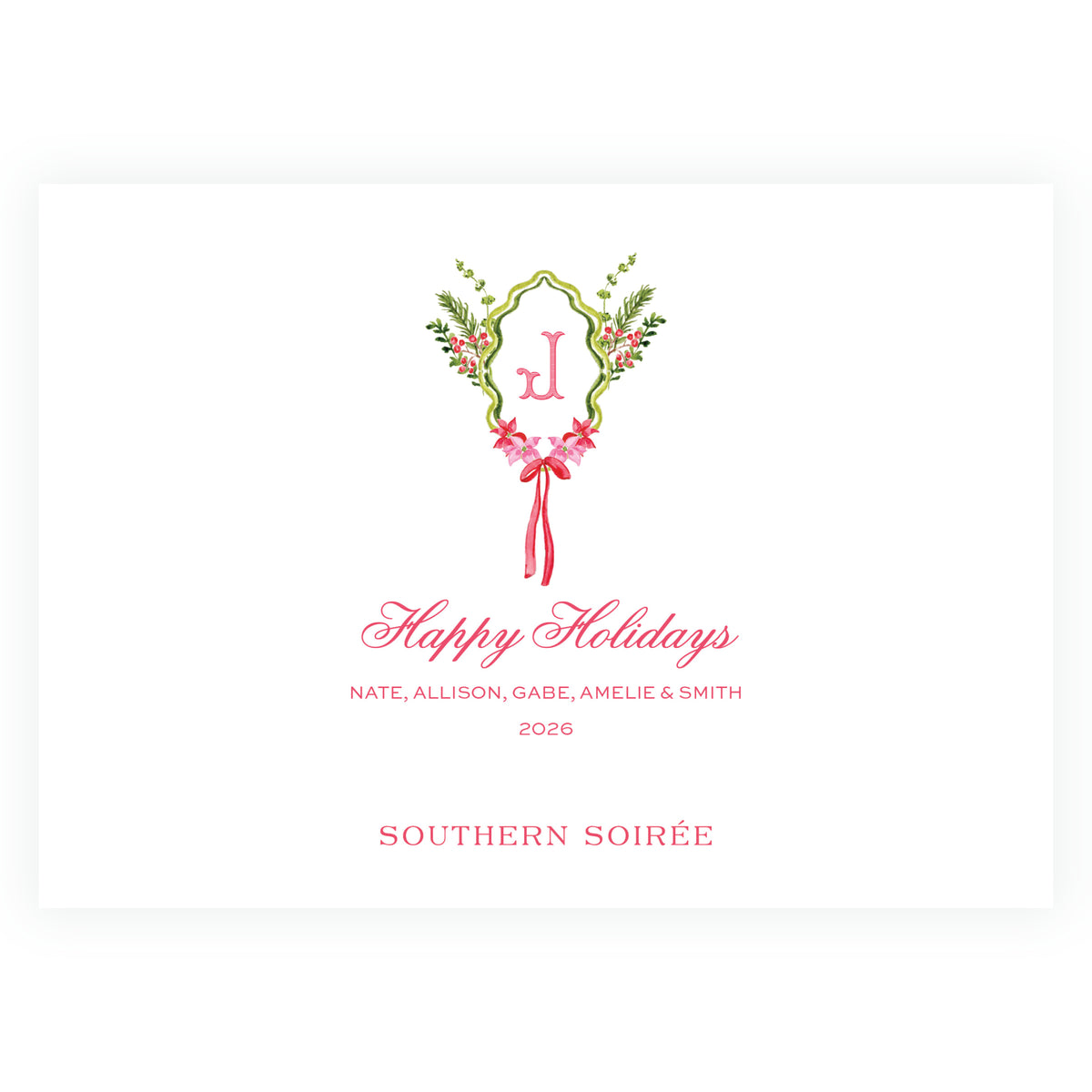 Poinsettia Garden Classic Frame Landscape Holiday Photo Card