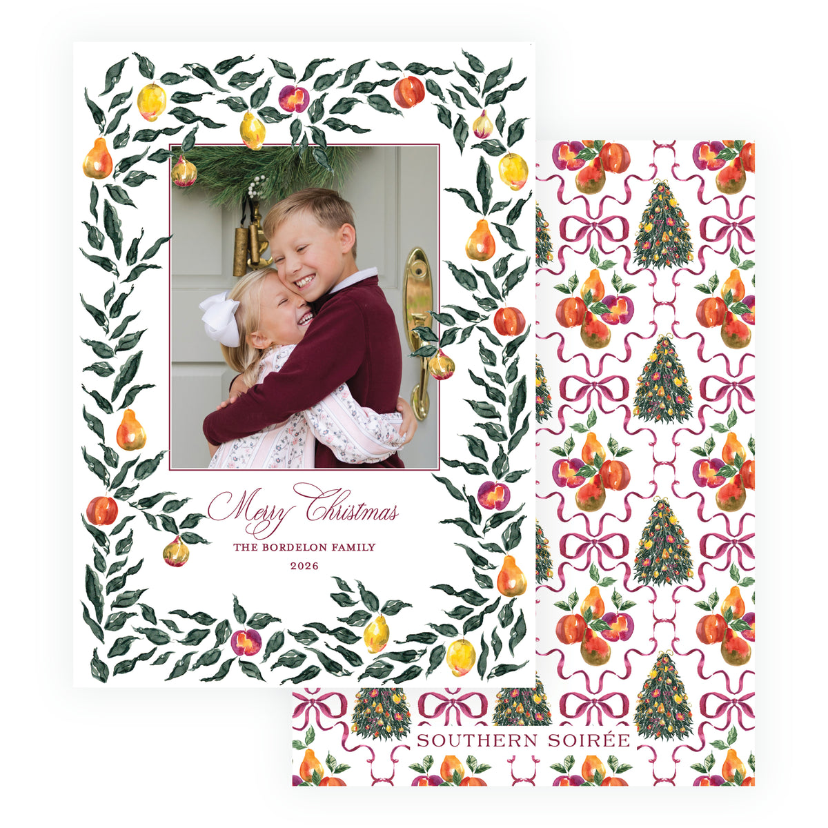 Sugar Plum Botanical Border Holiday Photo Card
