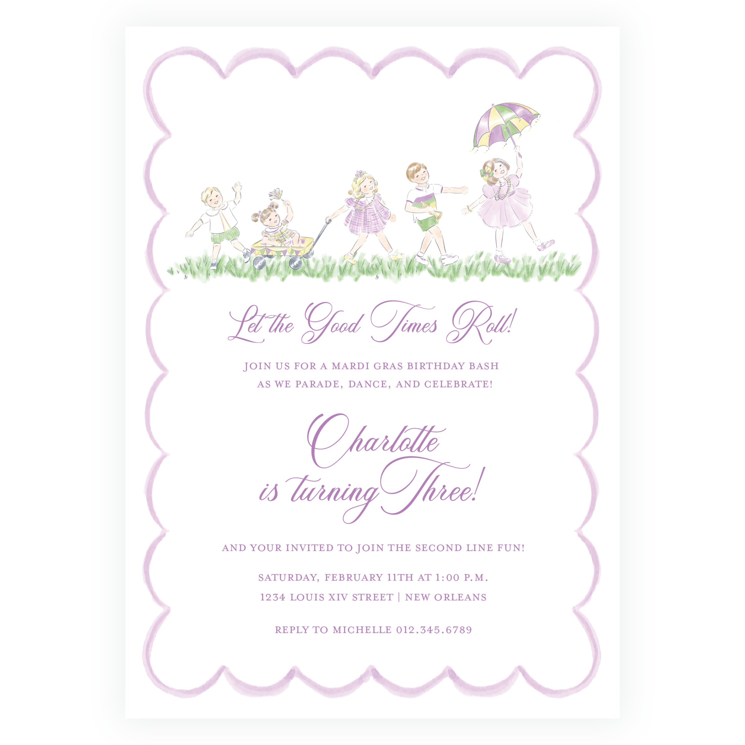 New Orleans Second Line Birthday Invitation | Kids Party Invitation