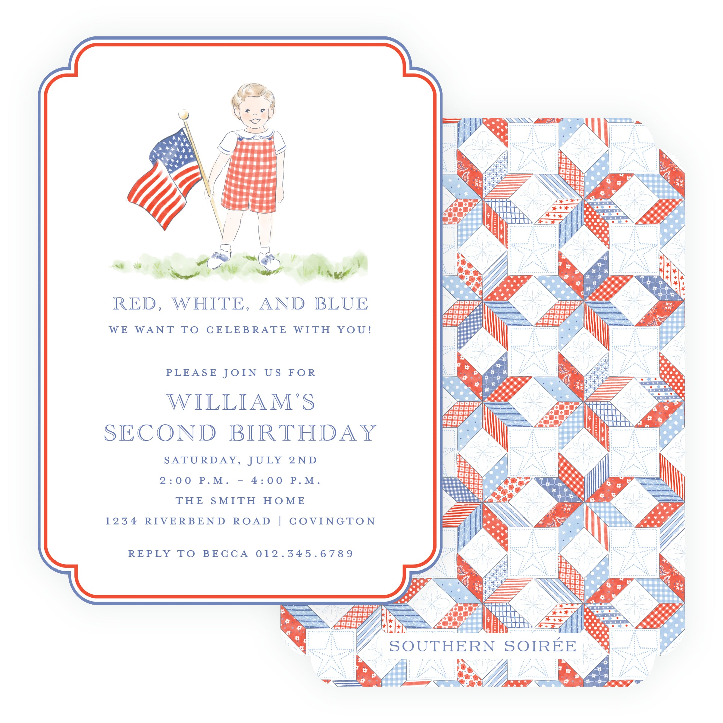Sweet Liberty Die-Cut All-American Boy Birthday Invitation