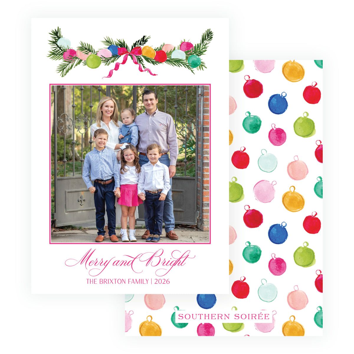 Vintage Cheer Garland Swag Holiday Photo Card