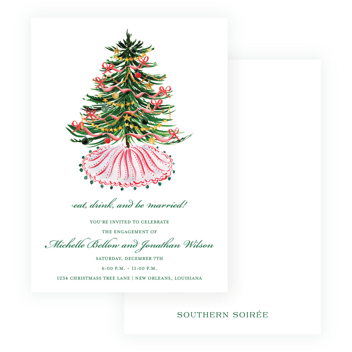Festive Fir Christmas Engagement Party Invitation