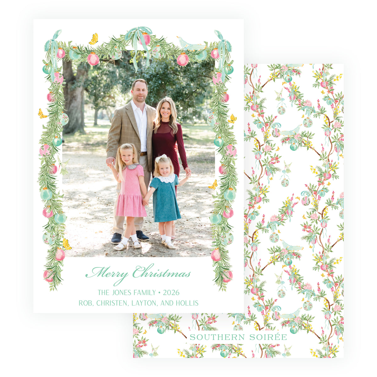 Parisian Noël Garland Christmas Photo Card
