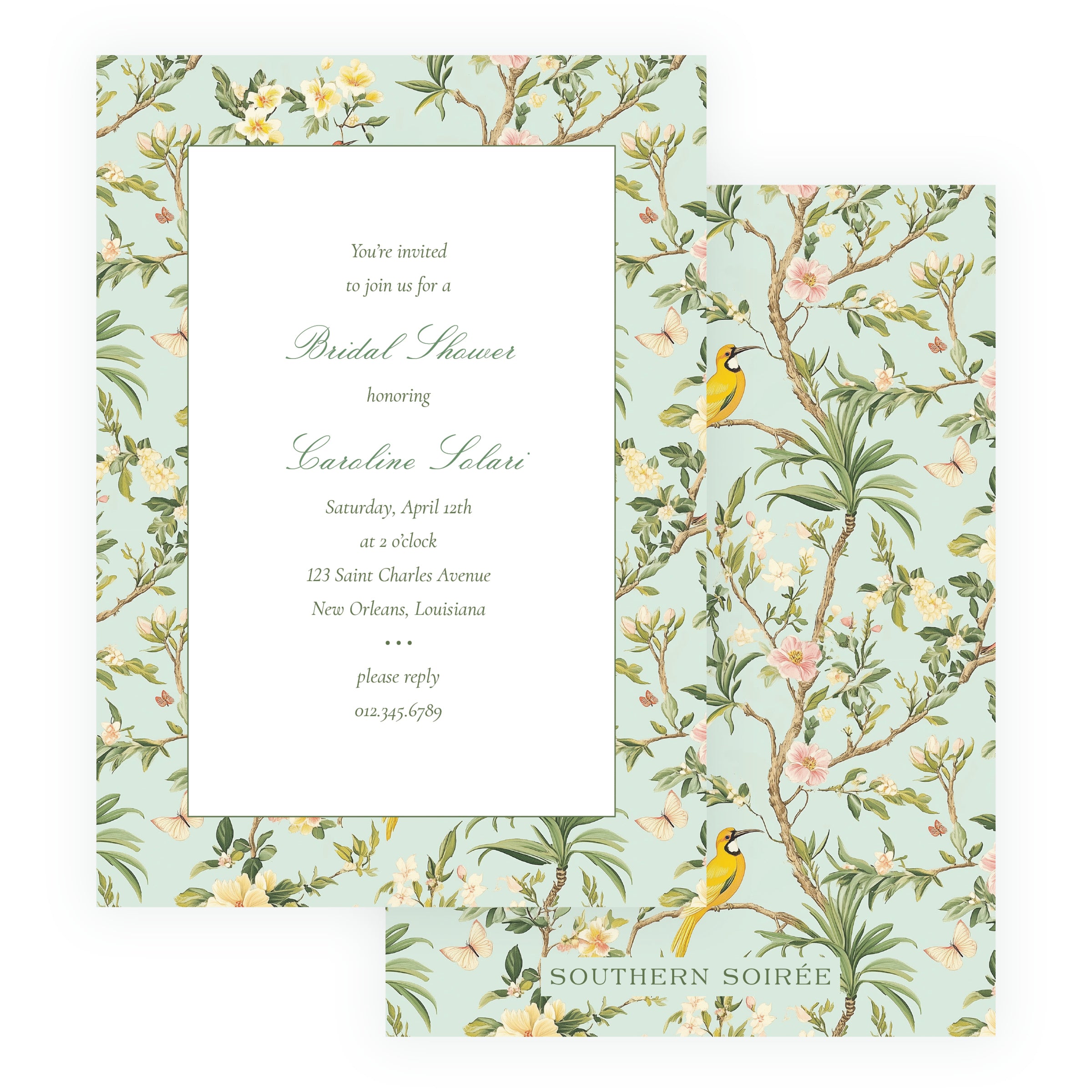 Vintage Green Chinoiserie Invitation
