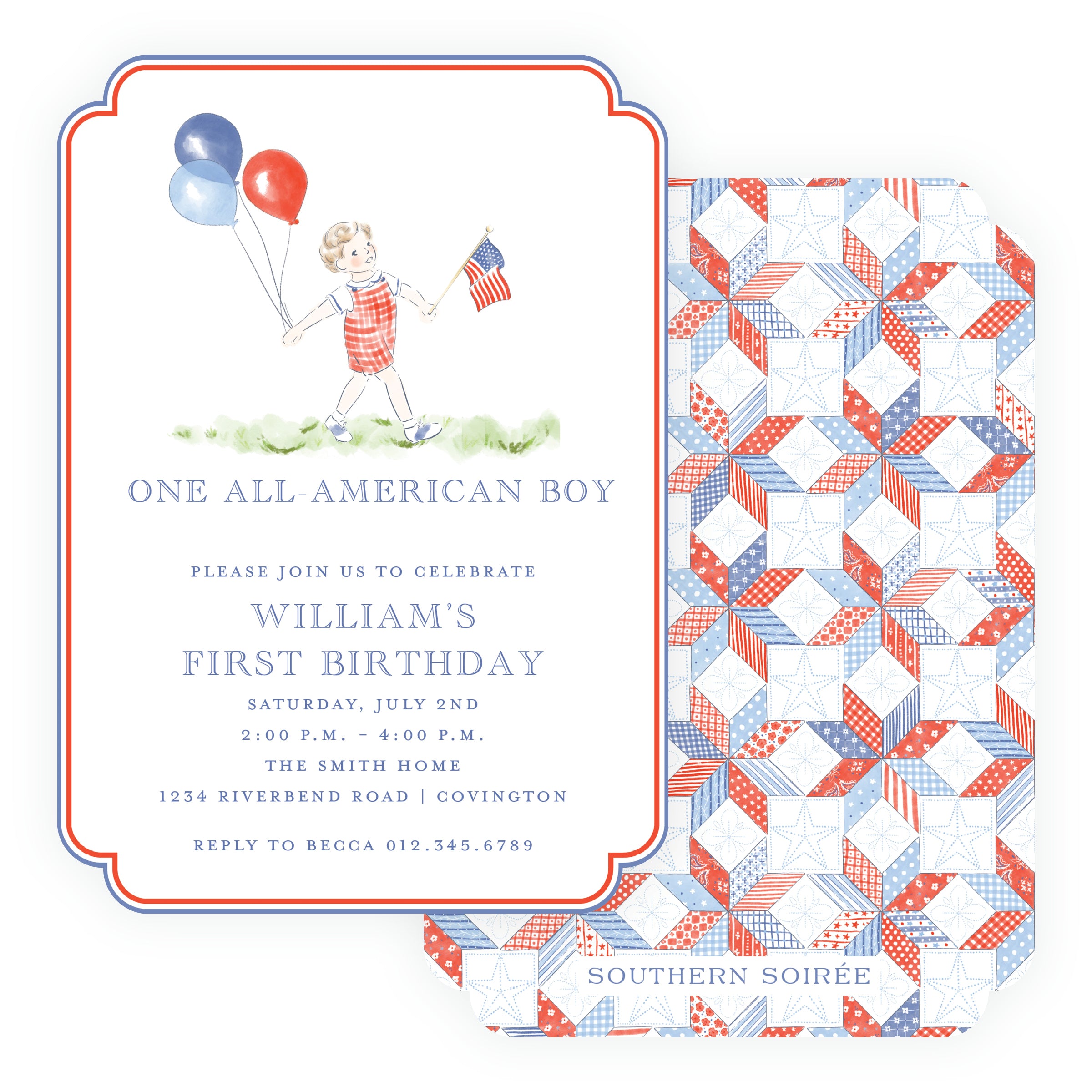 Sweet Liberty Die-Cut All-American Boy Birthday Invitation