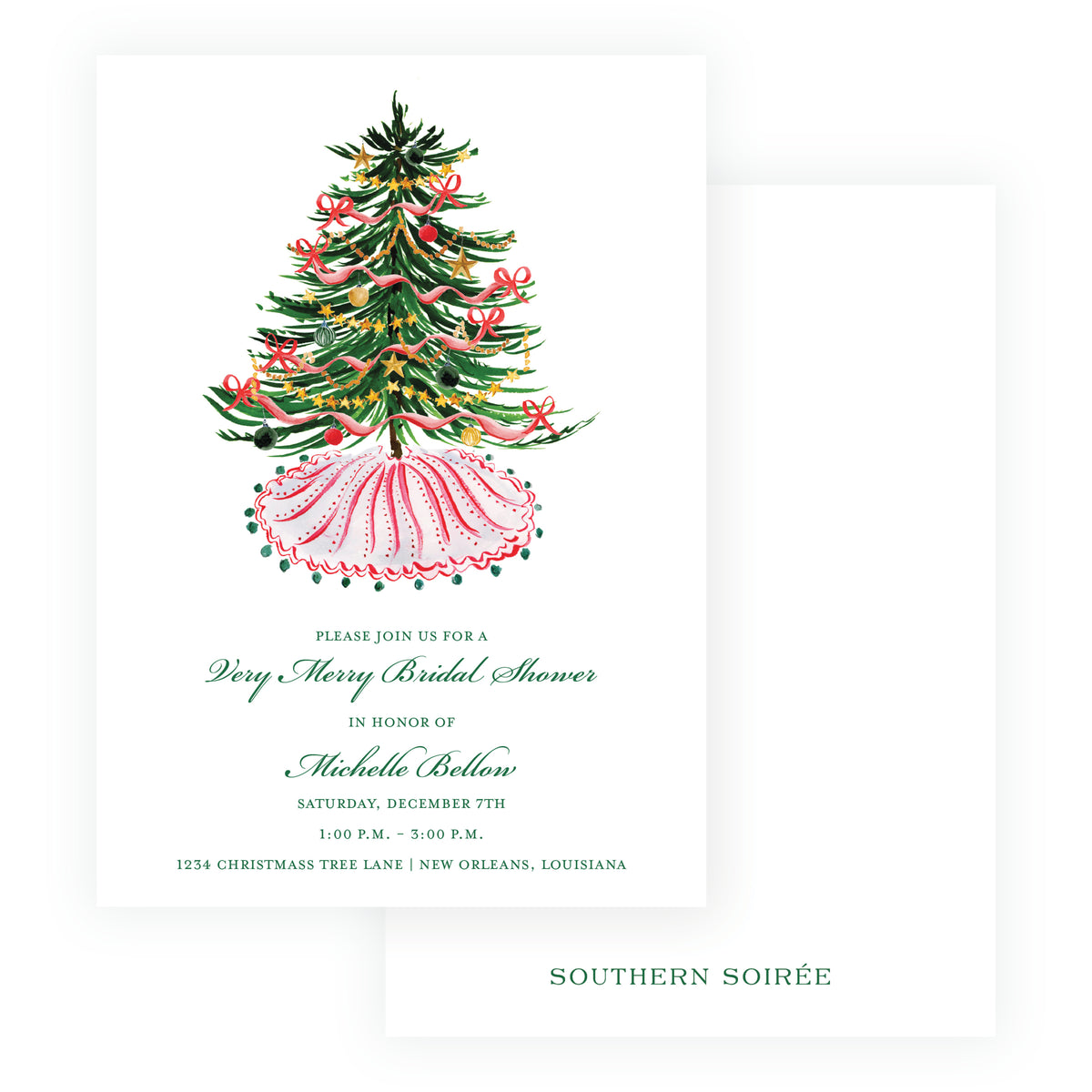 Festive Fir Christmas Bridal Shower Invitation