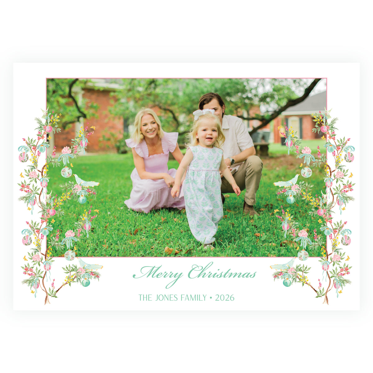 Parisian Noël Botanical Landscape Christmas Photo Card