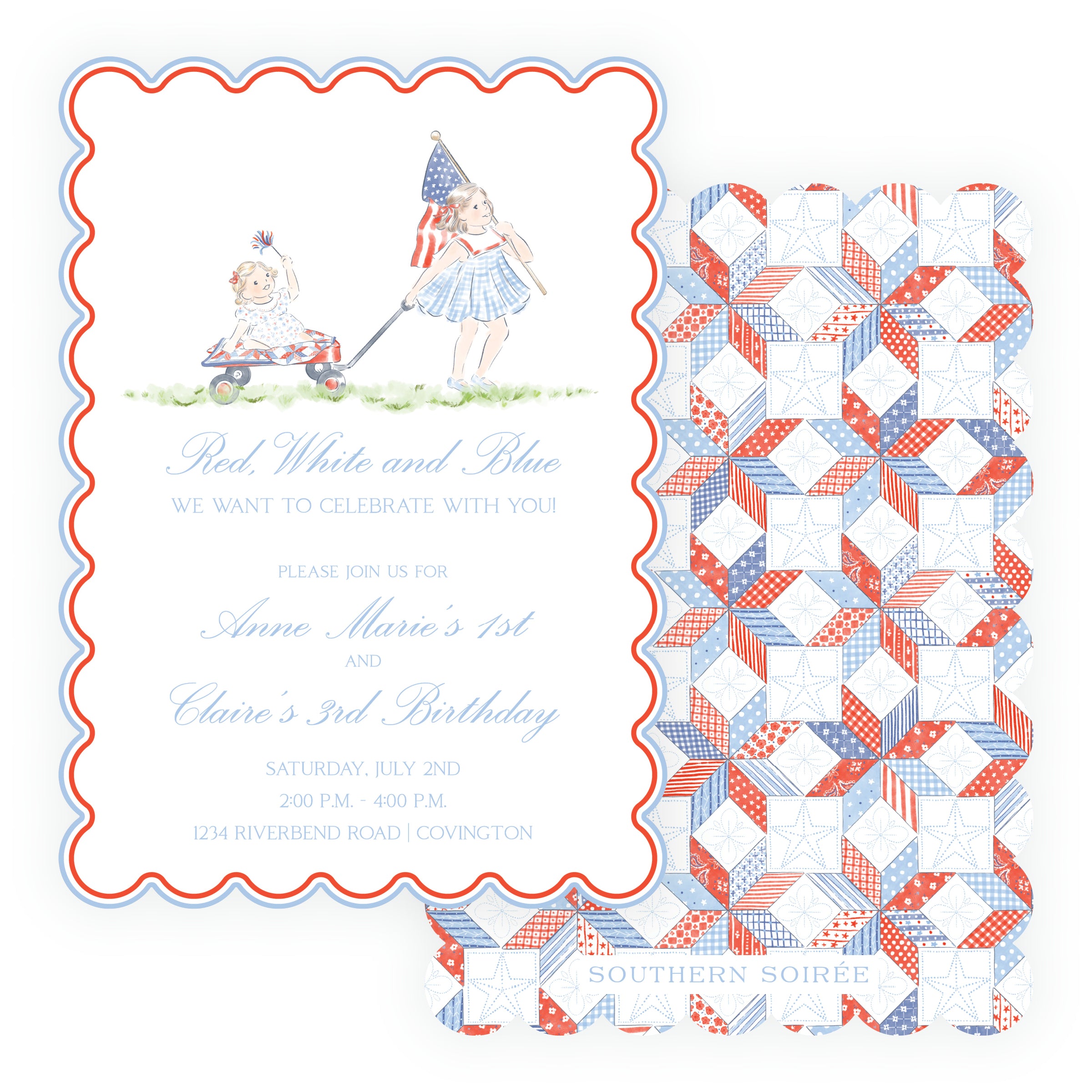 Sweet Liberty Girls Scallop Invitation