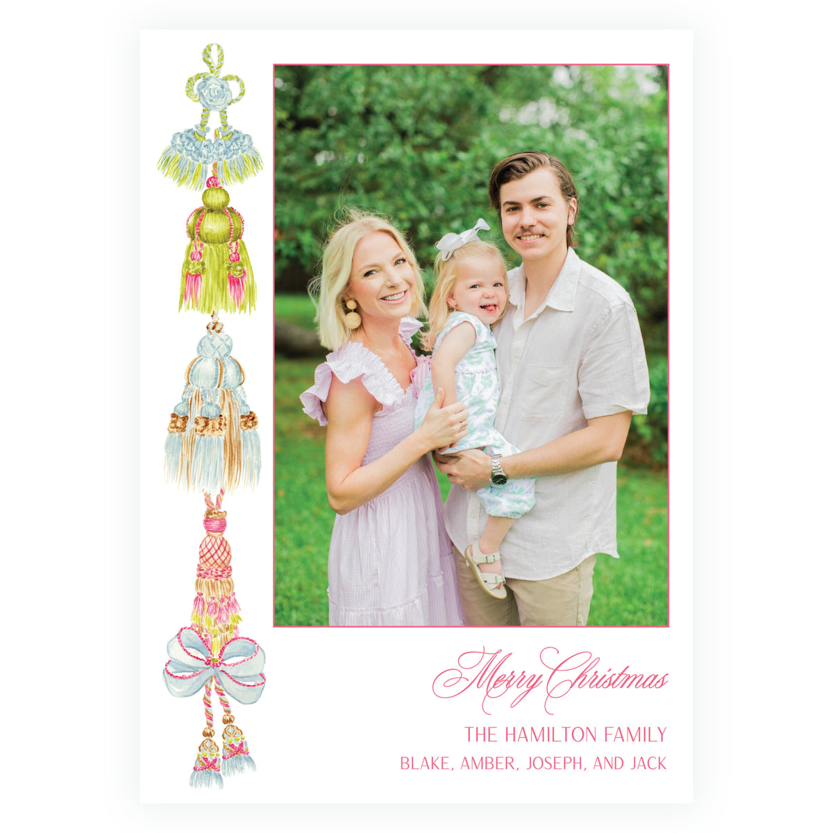 Regency Tassels Trim Christmas Photo Card