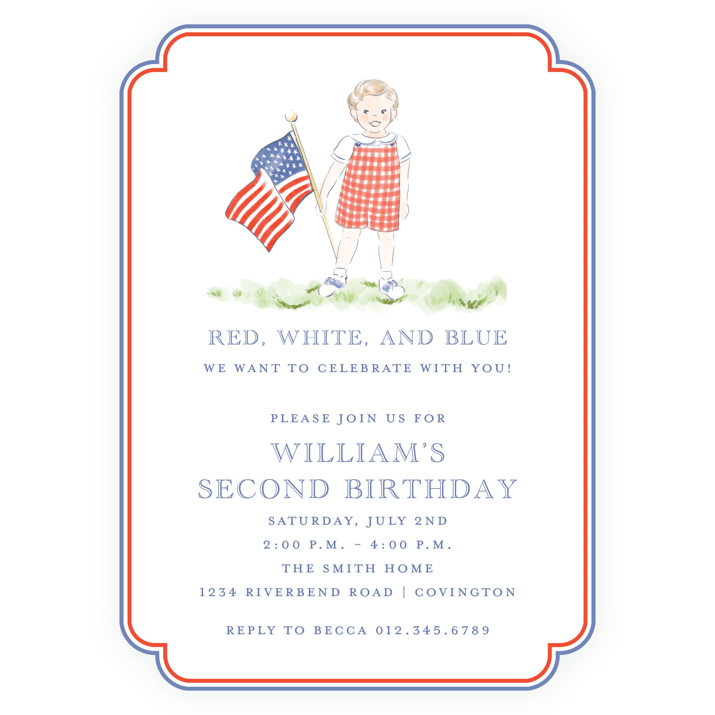 Sweet Liberty Die-Cut All-American Boy Birthday Invitation